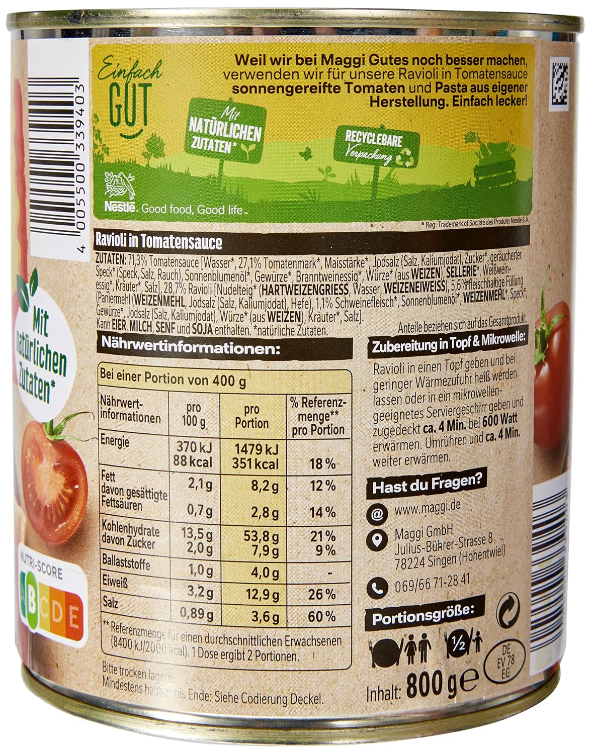 Thumbnail 3 de MAGGI Ravioli in Tomatensauce – Fertiggericht für Camping, 6 x 800 g