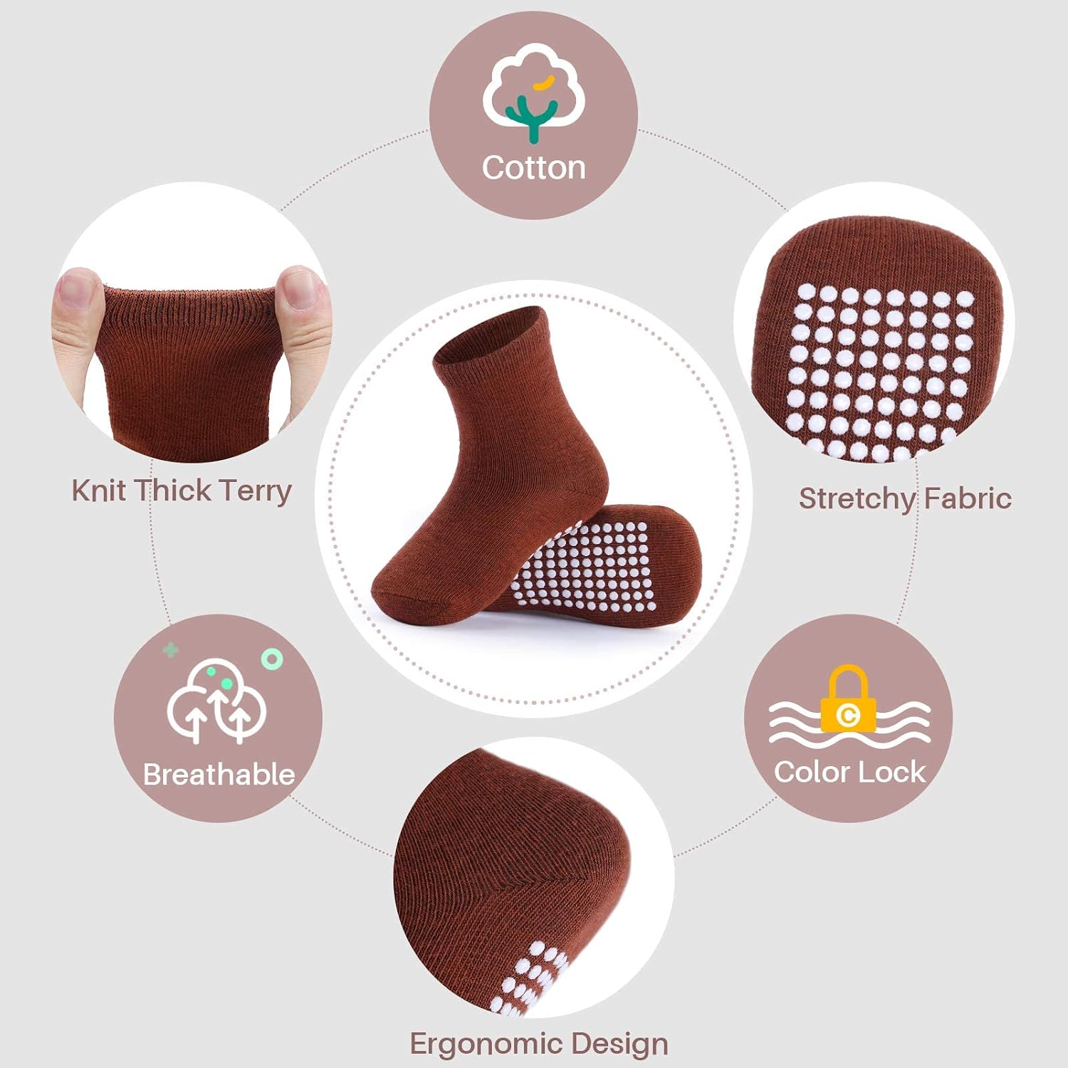 Thumbnail 5 de JAKIDAR 12 Pack Baby Toddler Socks Non Slip