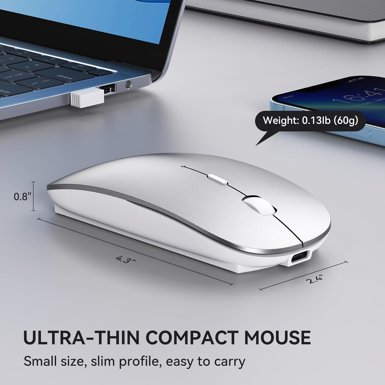 Thumbnail 2 de RaceGT Wireless Mouse USB C & USB A: Rechargeable, Quiet, and Truly Cross-Platform