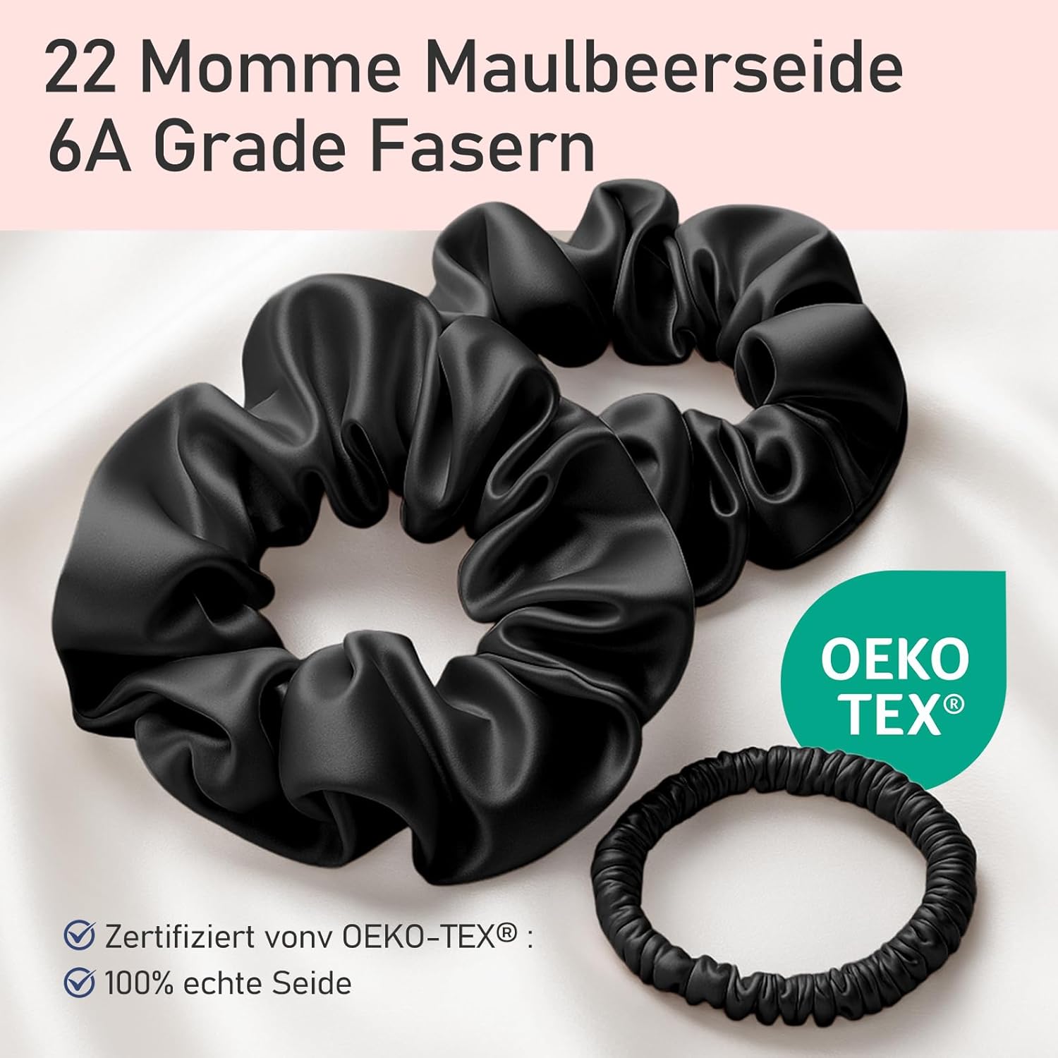 Detalle 2 de Litbear 3er Set Maulbeerseide Scrunchies 🎀