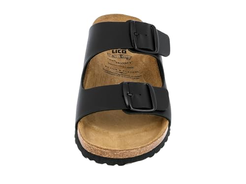 Detalle de Lico Herren Bioline Man Pantoletten Schwarz 45 EU – zuverlässige Sommerschuh-Option mit dämpfender EVA-Laufsohle