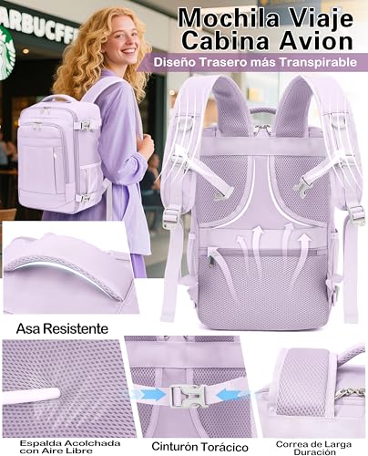 Thumbnail 4 de KLOSTAIN Mochila de Cabina 40x20x25 cm 20 L – Púrpura Claro para Ryanair y viaje ligero