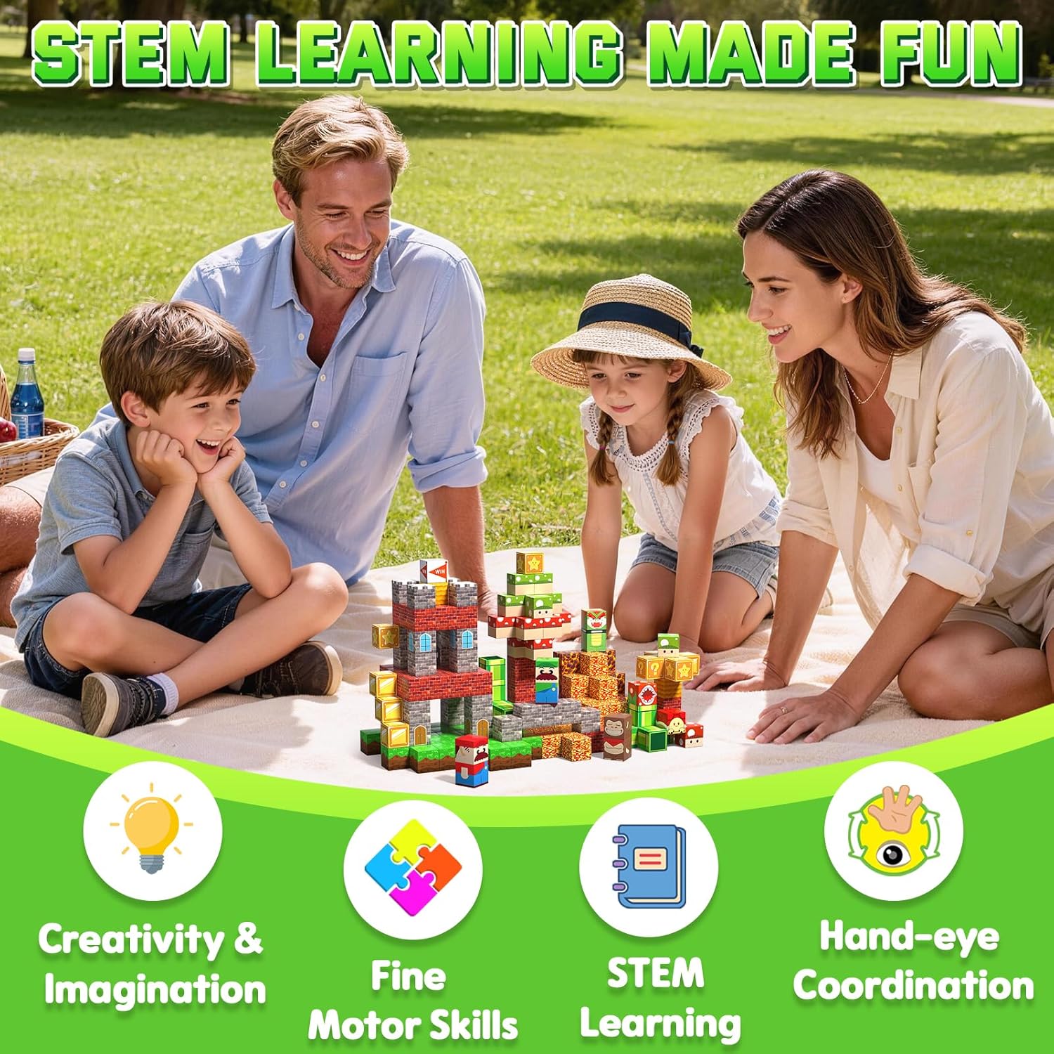Thumbnail 5 de CraftyNest Magnetic Blocks: 100-Piece STEM Building Set for Ages 3+