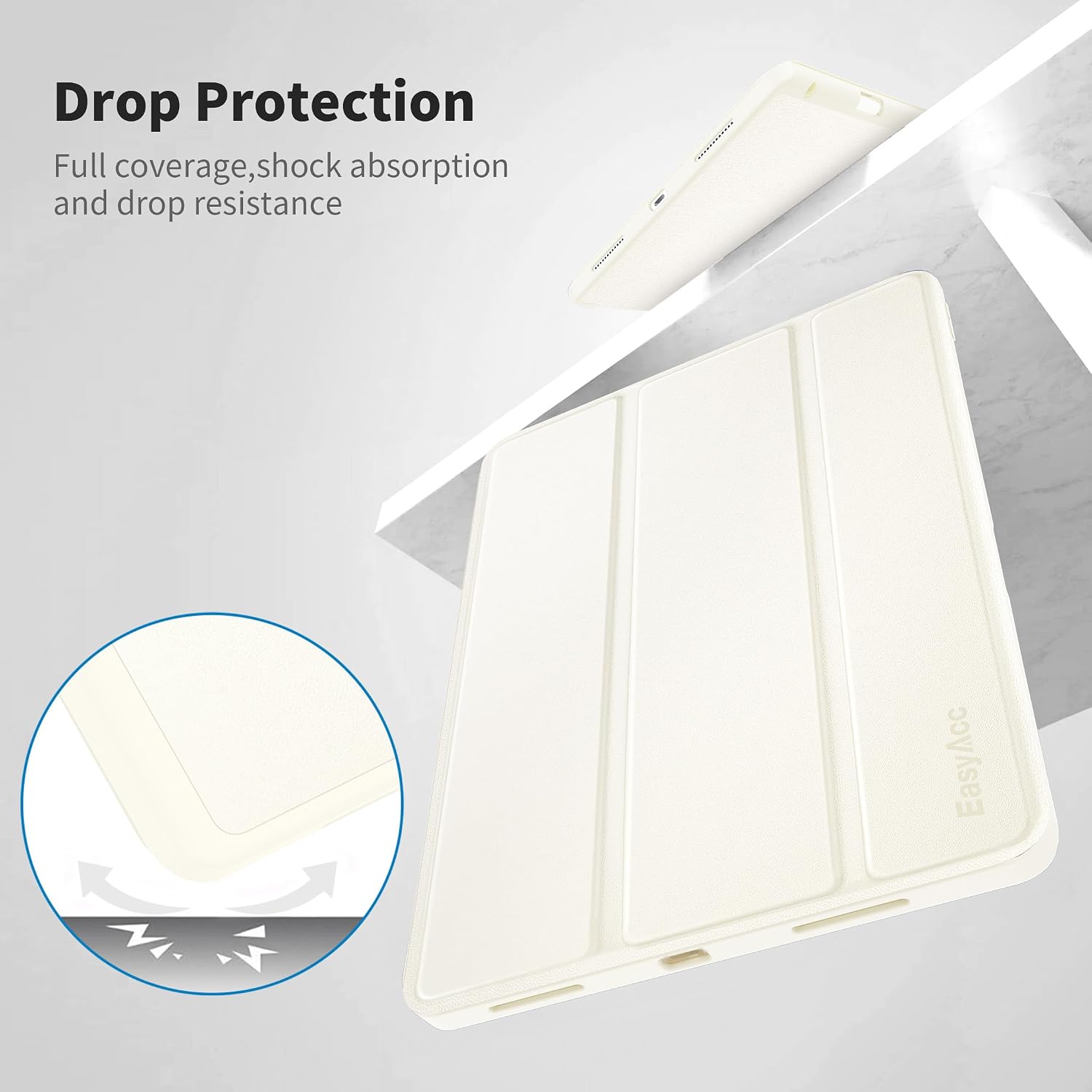 Detalle de EasyAcc Hülle für iPad Air 11 Zoll M4/M3/M2 (2026/2025/2024) – Cremeweiß