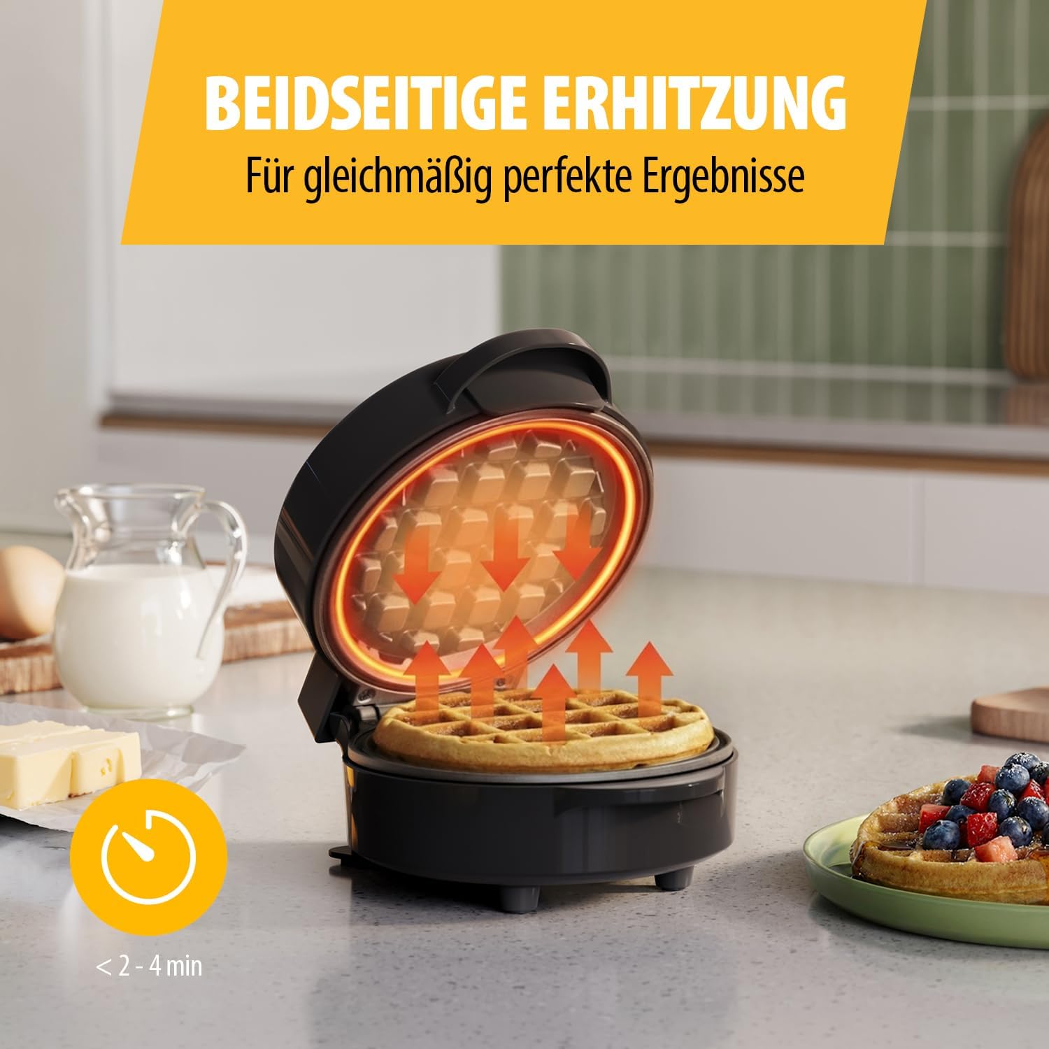Detalle de Tristar Mini-Waffeleisen WF-2109: Runde Waffeln kompakt und zuverlässig