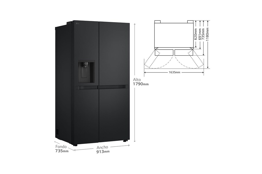 Detalle 2 de LG GSLC41EPPE Frigorífico Side By Side 641 L, Inox antihuellas