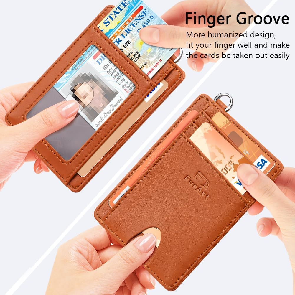 Thumbnail 2 de FurArt Portefeuille minimaliste ultra-fin avec blocage RFID et fenêtre d’identité (8 cartes)