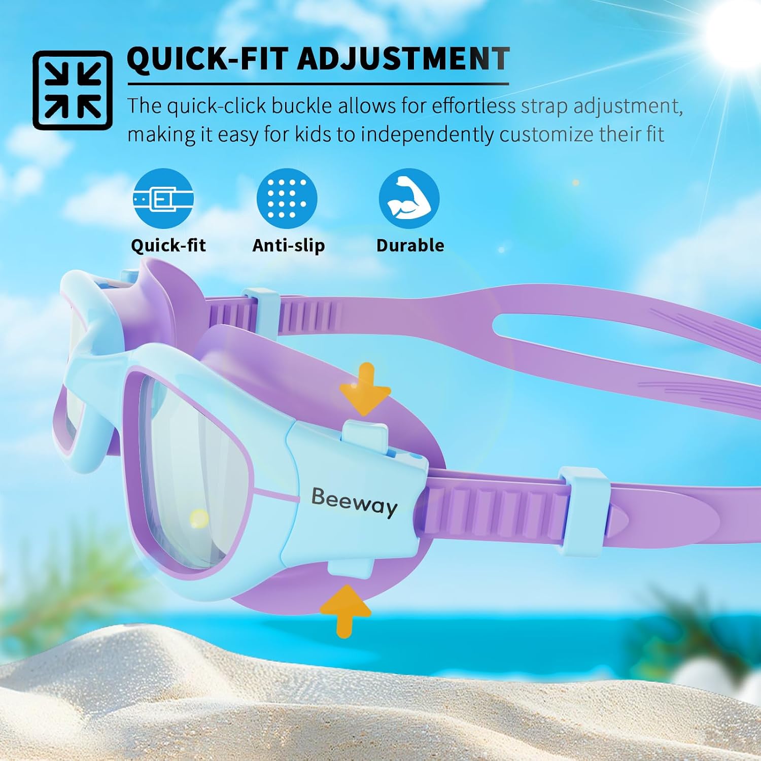 Thumbnail 5 de BEEWAY Kids Swimming Goggles Wide View 6–14