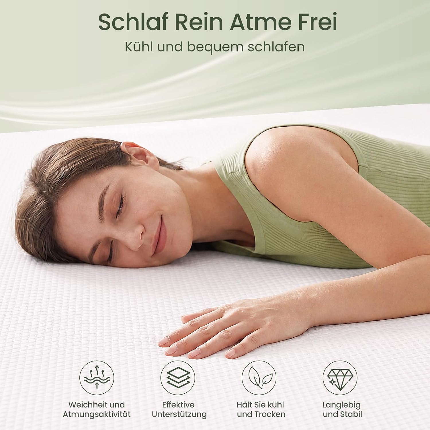 Detalle de Zorvi Matratzen Topper 180x200 cm – 10 cm Gel Memory Foam + Stützschaum, OEKO-TEX zertifiziert, rutschfest