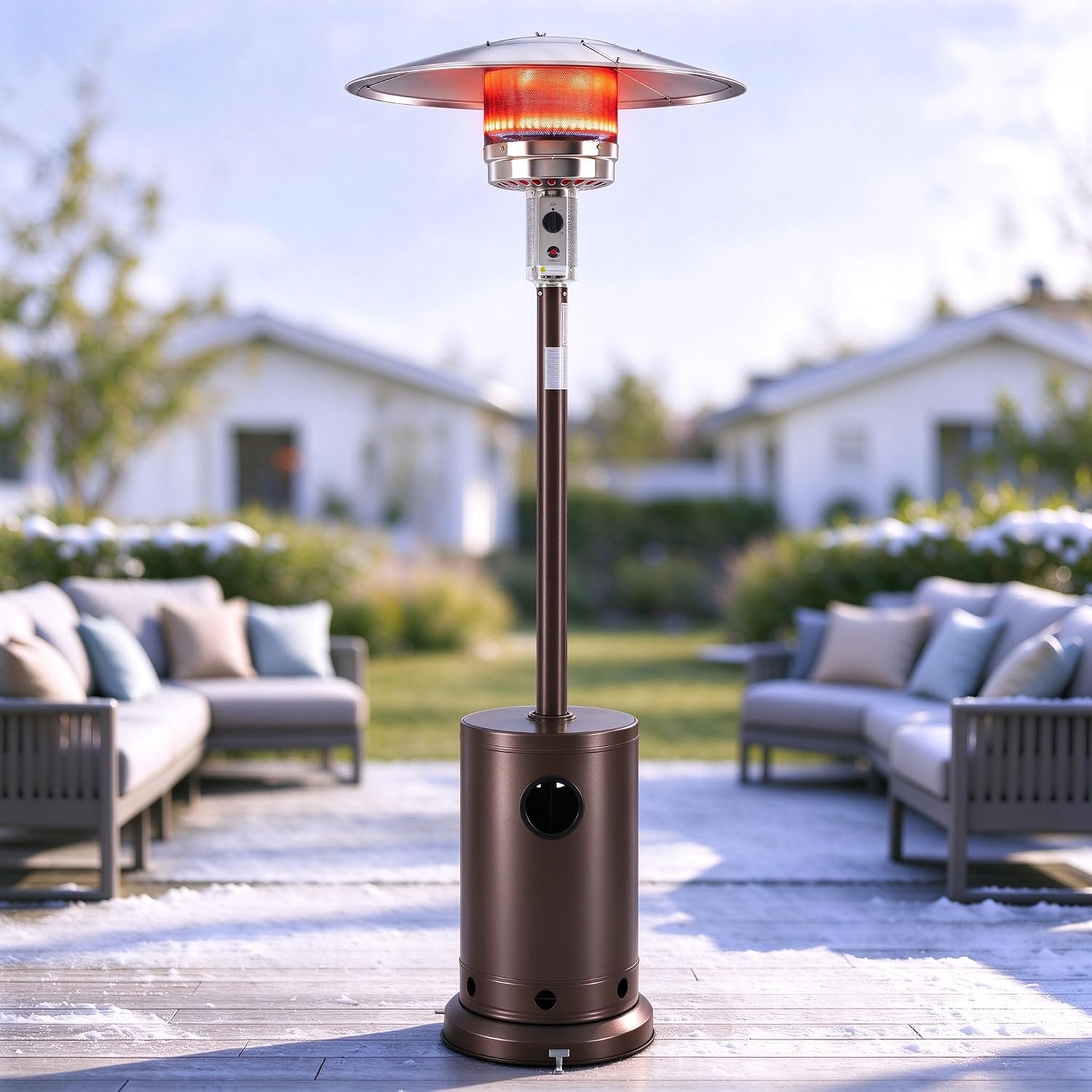 Detalle de Sweetcrispy SW-JRQ-PT01-BN 48,000 BTU Propane Patio Heater with Wheels