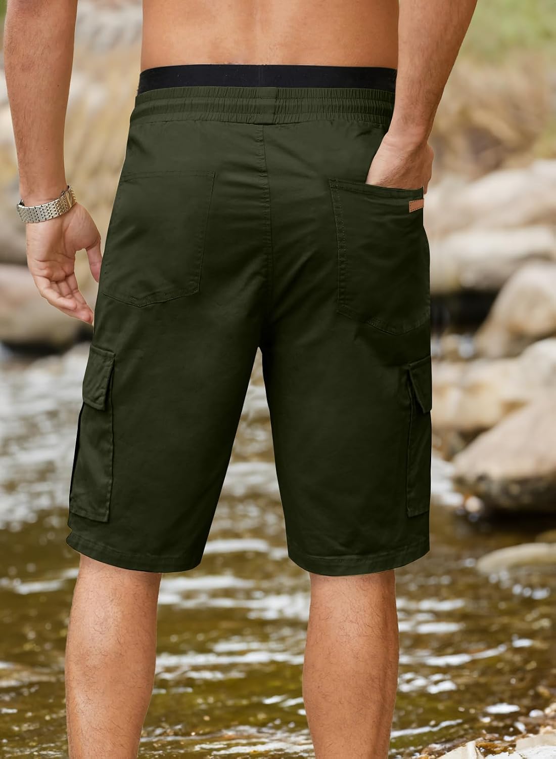 Detalle 2 de JMIERR Kurze Hosen Herren Baumwolle Cargo Shorts – vielseitig & praktisch für Sommeraktivitäten