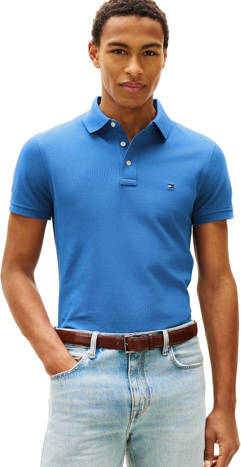 Detalle de Tommy Hilfiger Herren Polo 1985 Slim – Kurzarm, Slim Fit