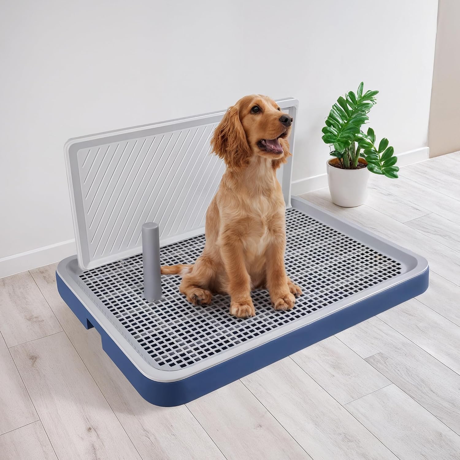 Thumbnail 1 de Pawise Dog Potty Training Toilet with Wall Column & Removable Post (Mesh Pad Tray)