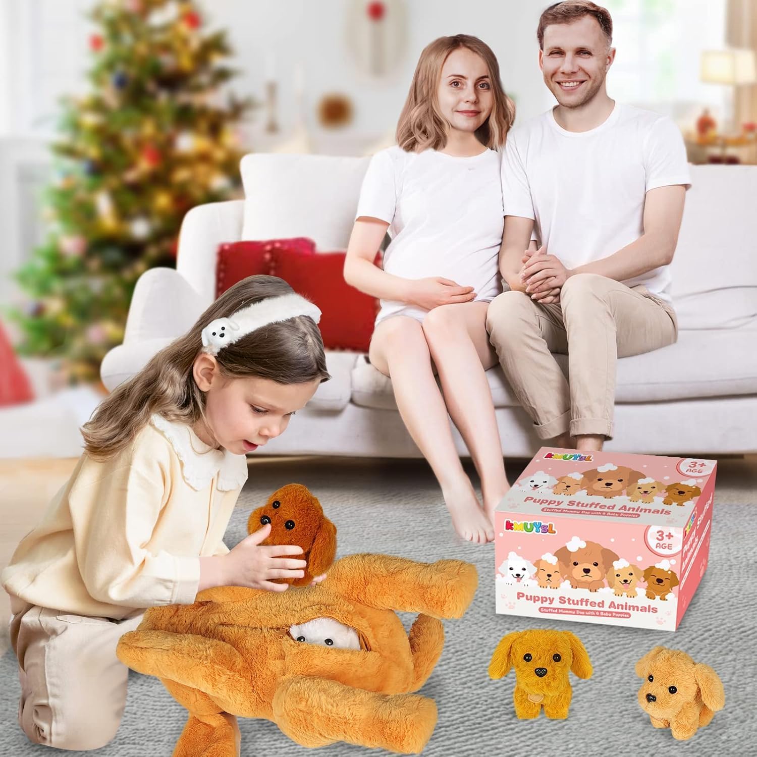 Thumbnail 6 de KMUYSL Mommy Dog with 4 Baby Puppies Plush Toy Set