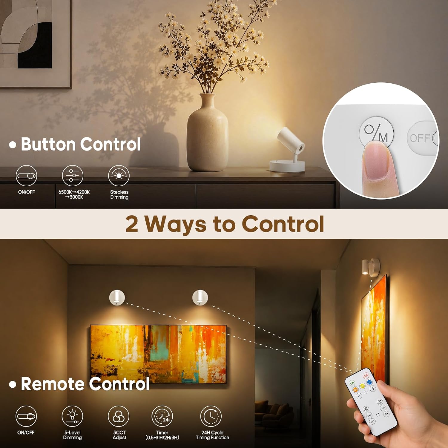 Detalle 1 de GOODEA Indoor Spotlights, 5500mAh Rechargeable
