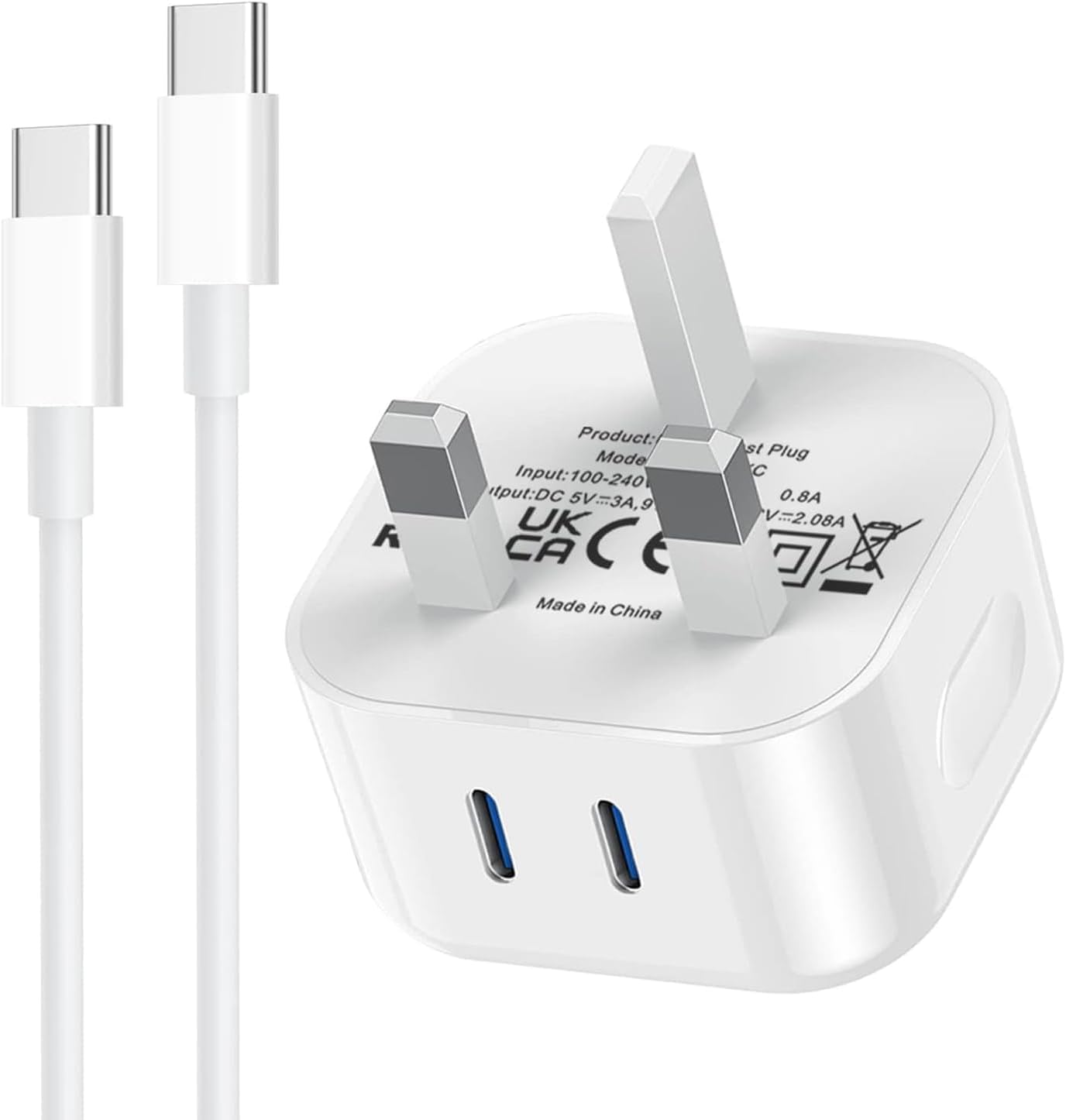 Thumbnail 5 de Bediaca USB-C Plug 20W Fast Charger (2-Pack) – UK Type C wall plug for iPhone and iPad