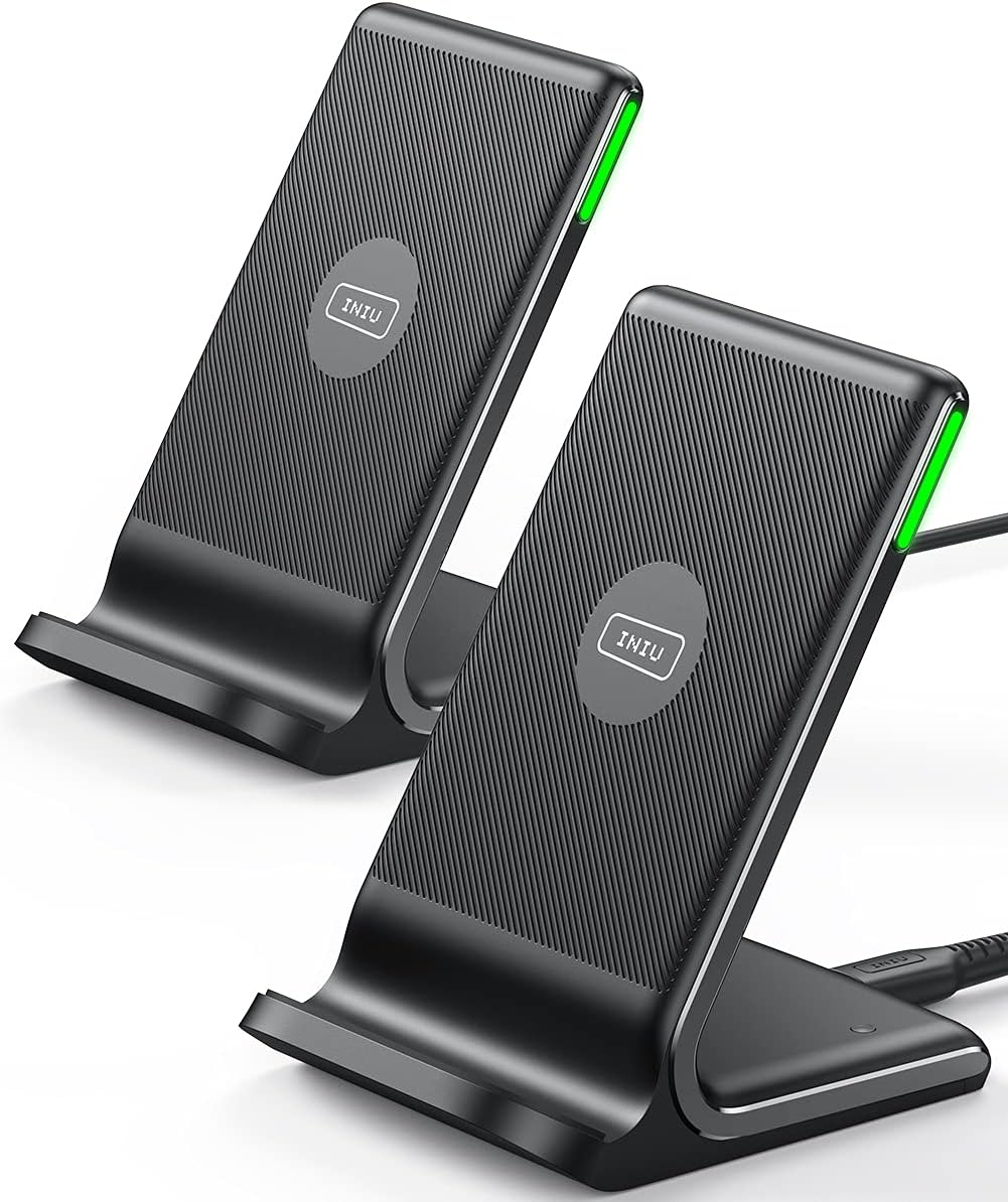 Detalle de INIU draadloze oplader 2-pack, 15 W laadstandaard met adaptief licht