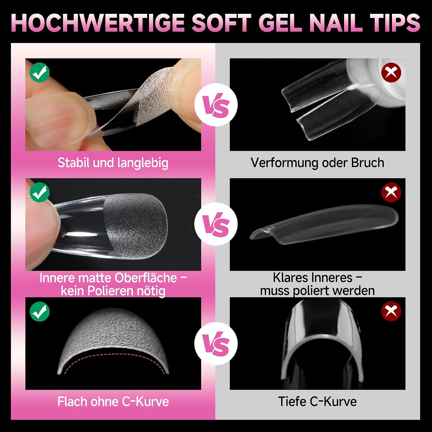 Thumbnail 5 de UNA GELLA Medium Ballerina Nagelspitzen – 120 Stück, 12 Größen, Klar, Coffin-Form, Halbfestes Gel für DIY & Salon