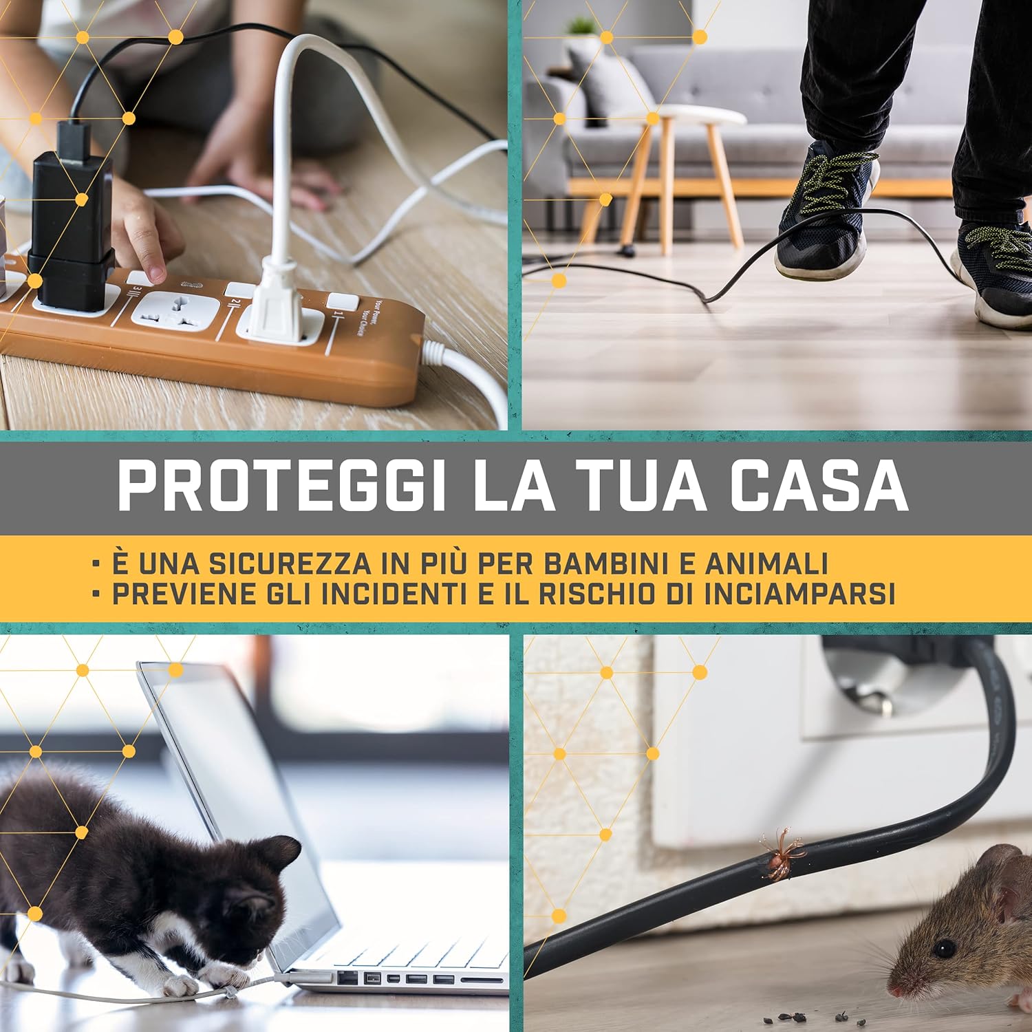 Detalle de Purovi Raccogli Cavi - Guaina Copri Cavi Elettrici Trasparente, 10m, Spiralata e Flessibile