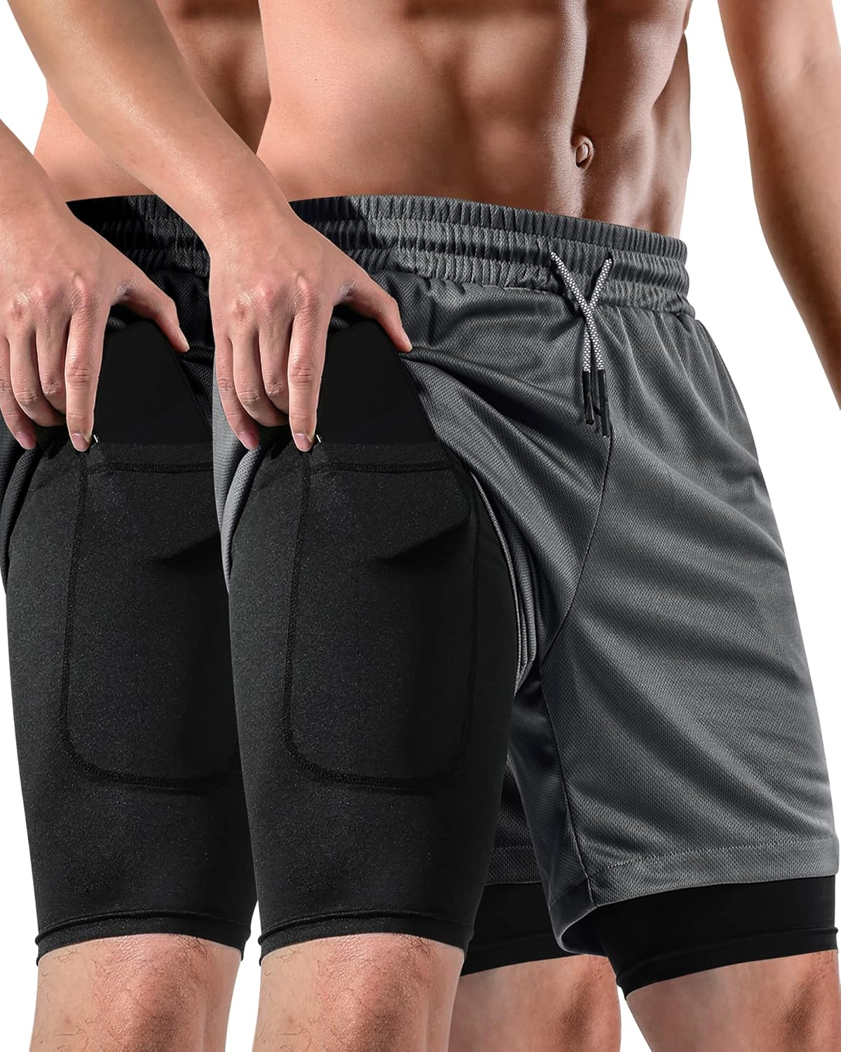 Thumbnail 6 de FIONECA 2 in 1 Men’s Shorts 2-Pack (7-inch) with Pockets & Towel Loop