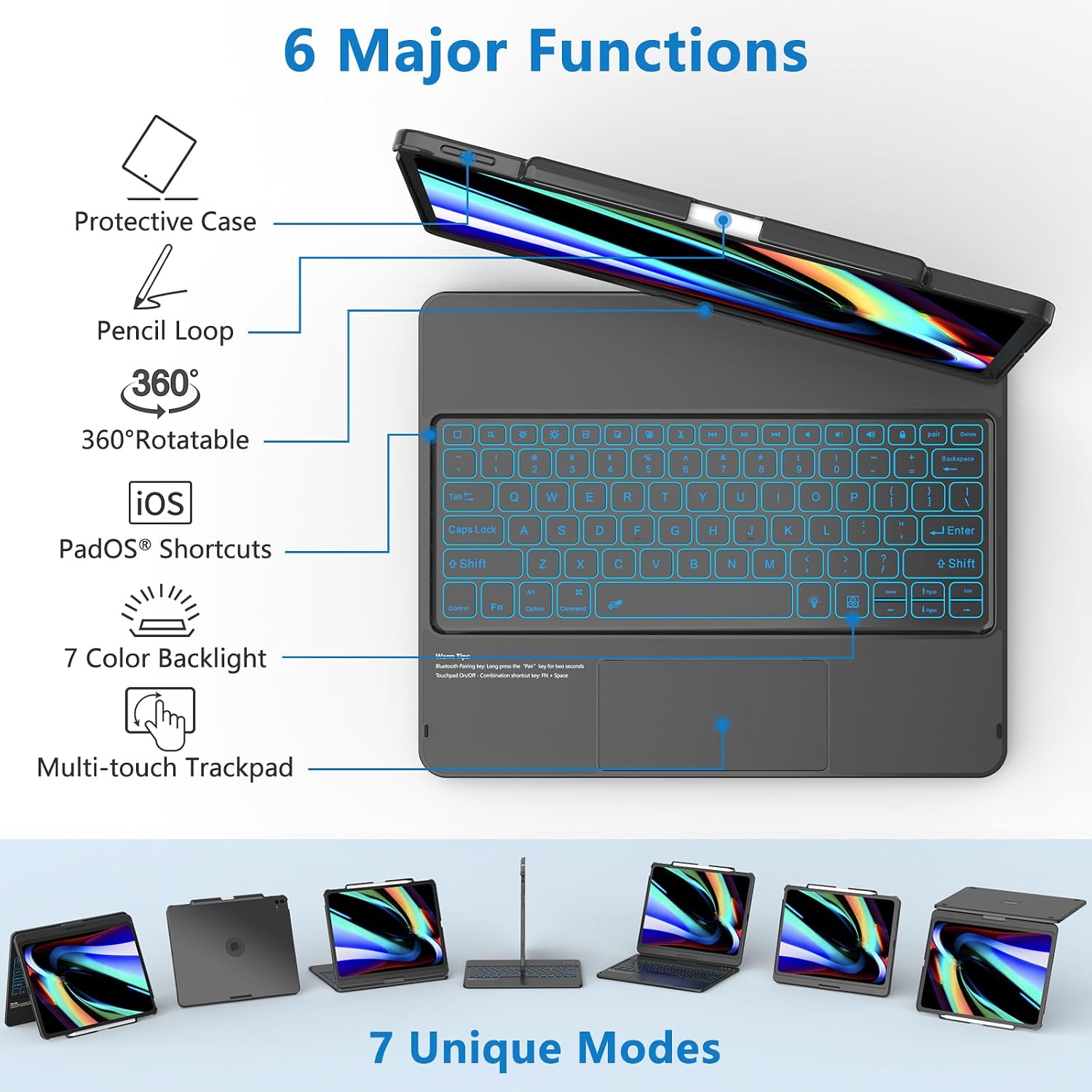 Detalle de TQQ for iPad (A16) 11th Gen Keyboard Case 11"