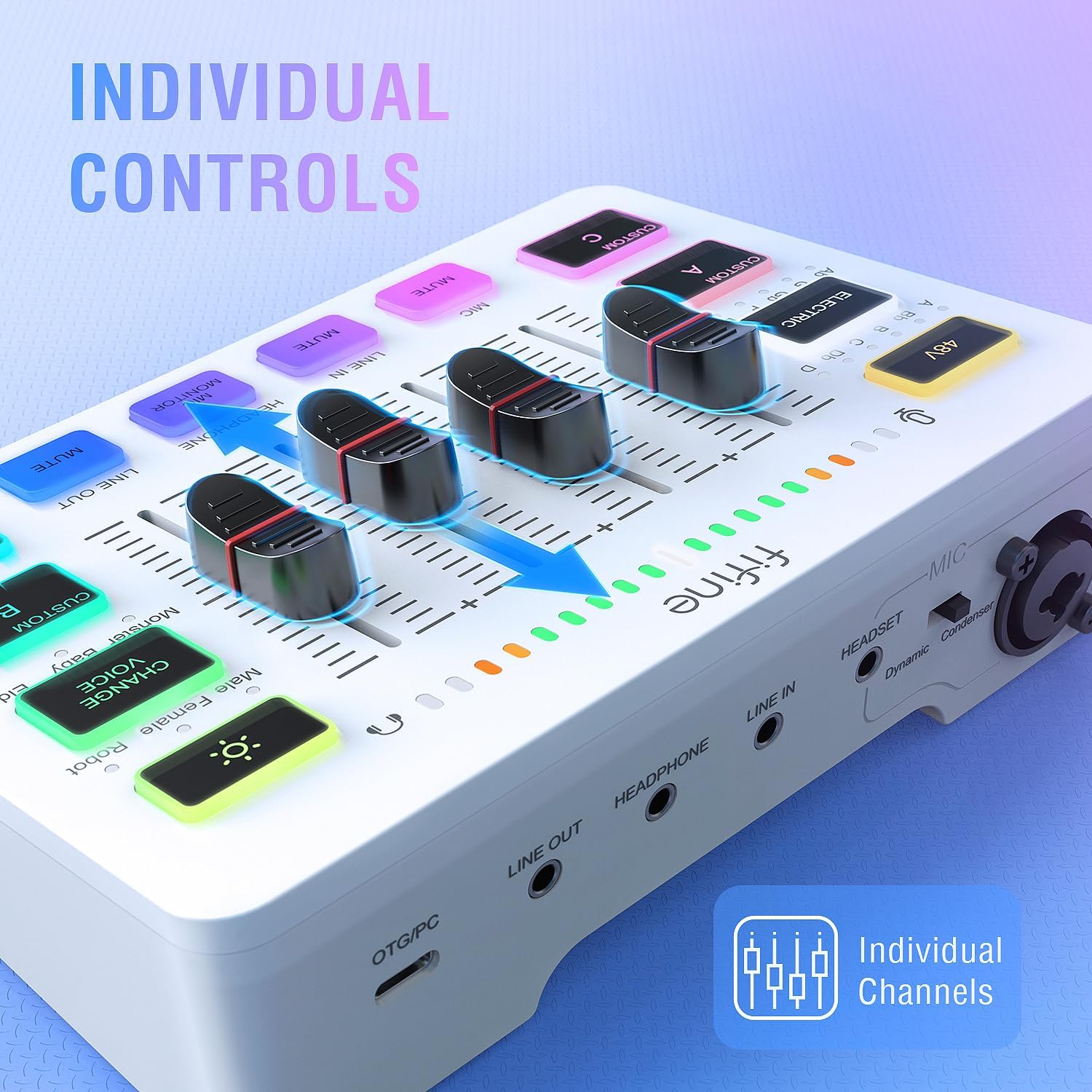 Thumbnail 2 de FIFINE SC3W Audio Mixer for Streaming with XLR Input and Individual Controls