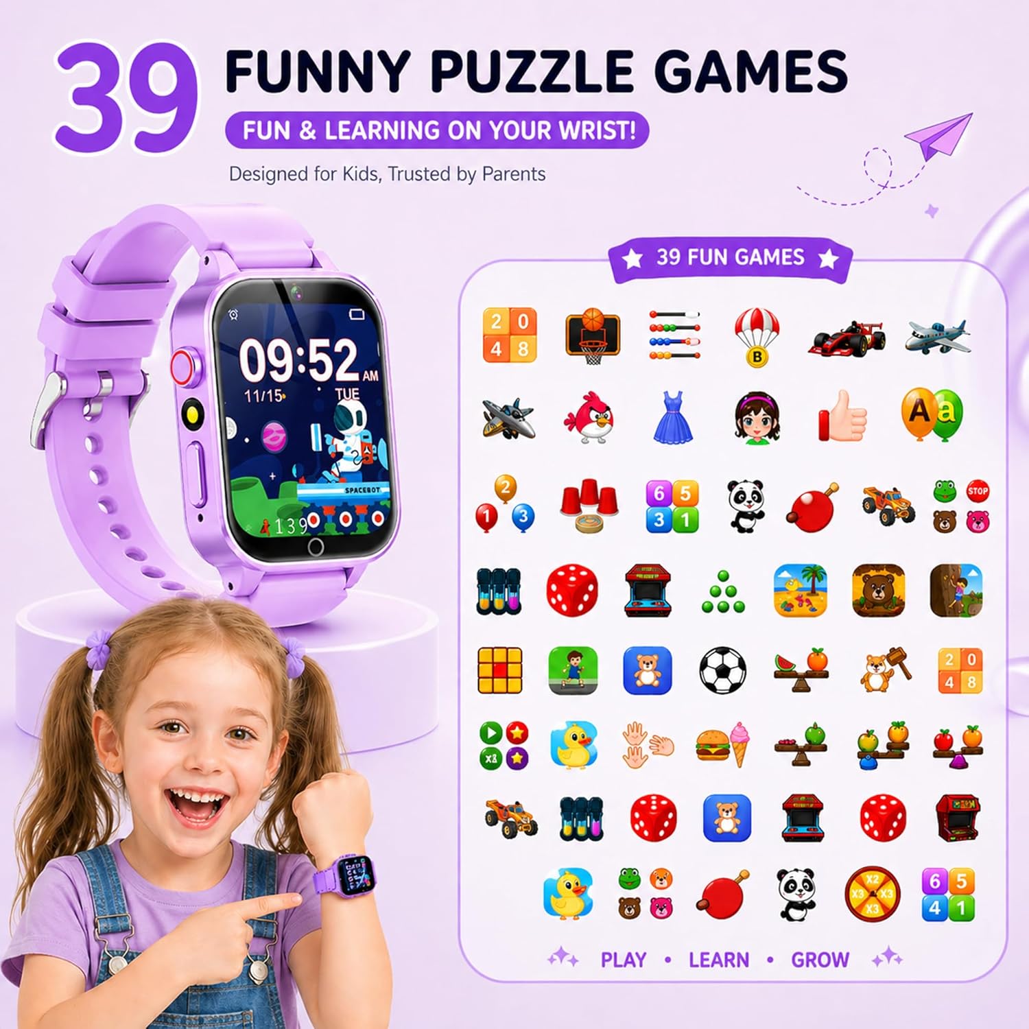 Thumbnail 2 de YEDASAH Kids Smart Watch (Boys & Girls) with HD Touchscreen, Camera, Step Counter and 39 Games