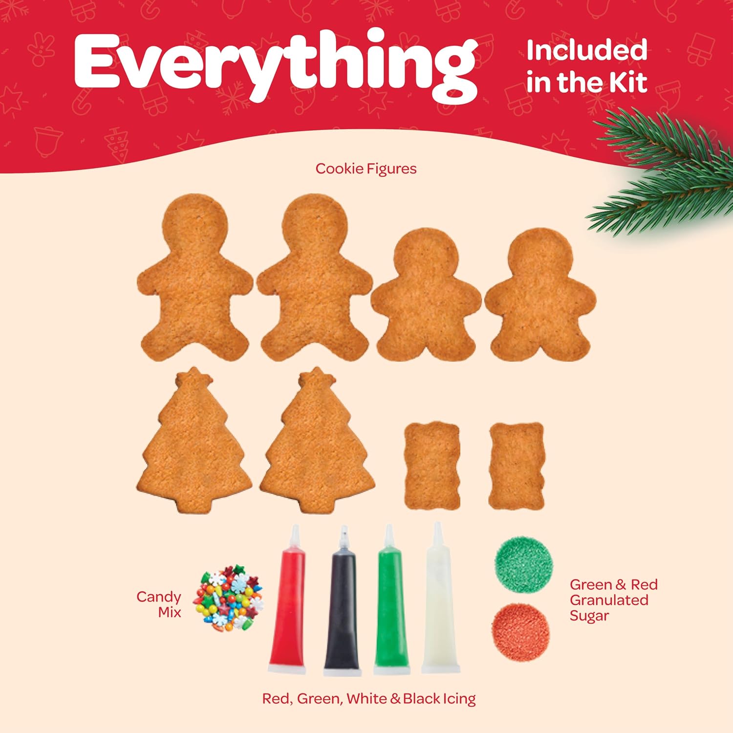 Thumbnail 6 de 140636 Gingerbread Cookie Decorating Kit with Family Shapes, Icing Tips and Color Crystals