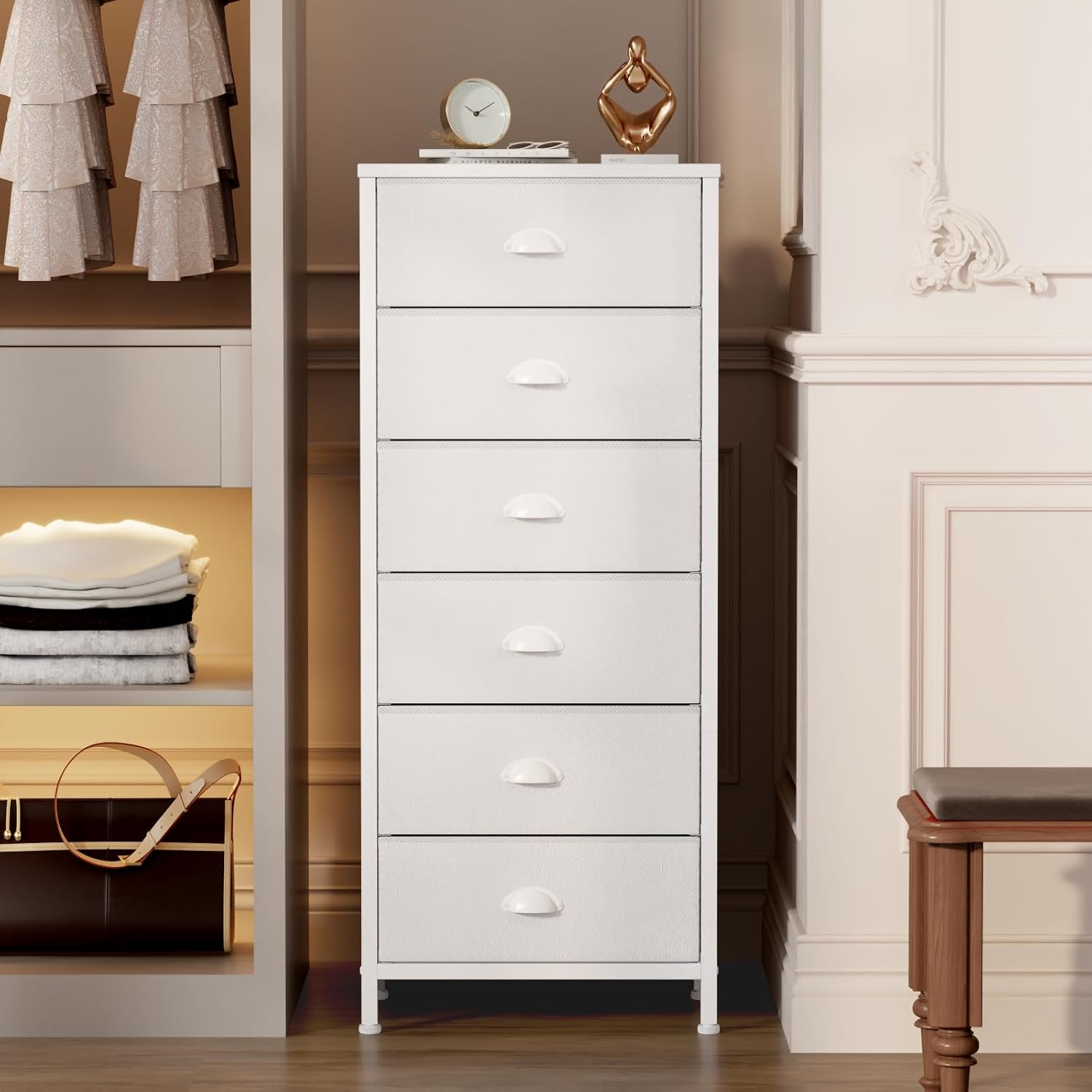 Thumbnail 1 de Furnulem White Tall Dresser 6-Drawer