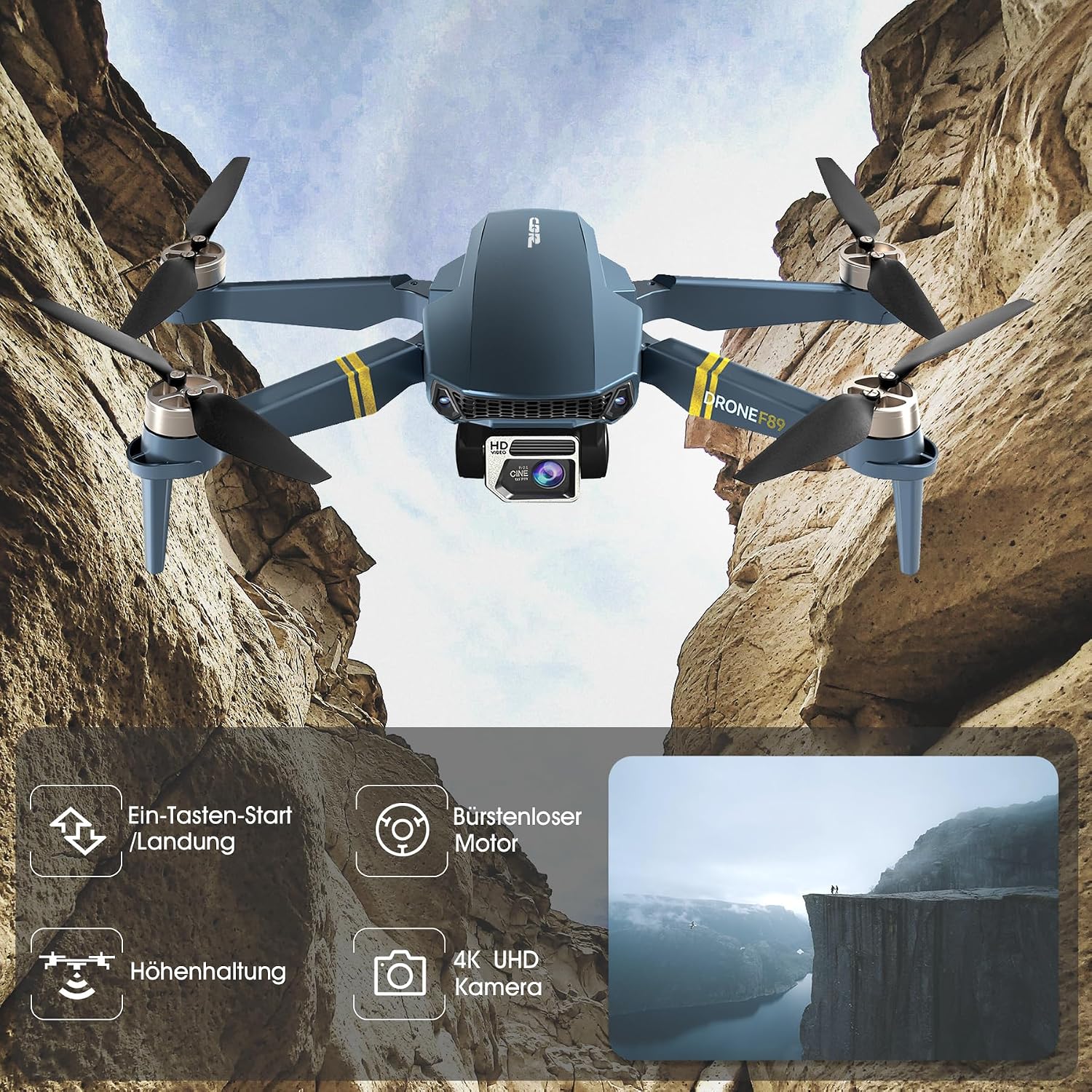 Thumbnail 1 de CHUBORY X10 PRO – GPS-Drohne mit 4K UHD Kamera, 90 Min. Flugzeit, 1000 m Reichweite, faltbares RC-Quadcopter für Anfänger