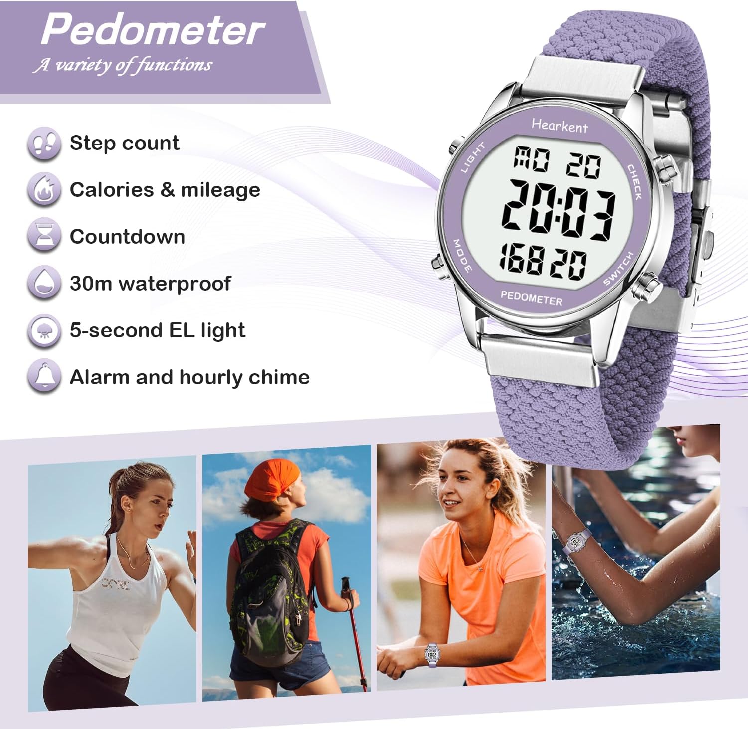 Thumbnail 2 de Hearkent Pedometer Watch for Women 30M