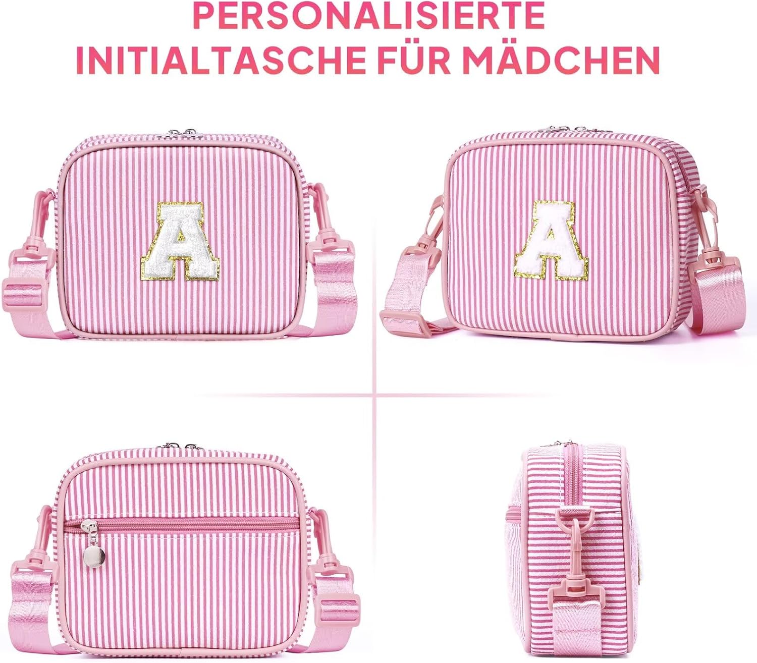 Thumbnail 4 de YOOLIFE Personalisiert Umhängetasche Mädchen – Monogramm-Umhängetasche in Rosa, personalisierbar
