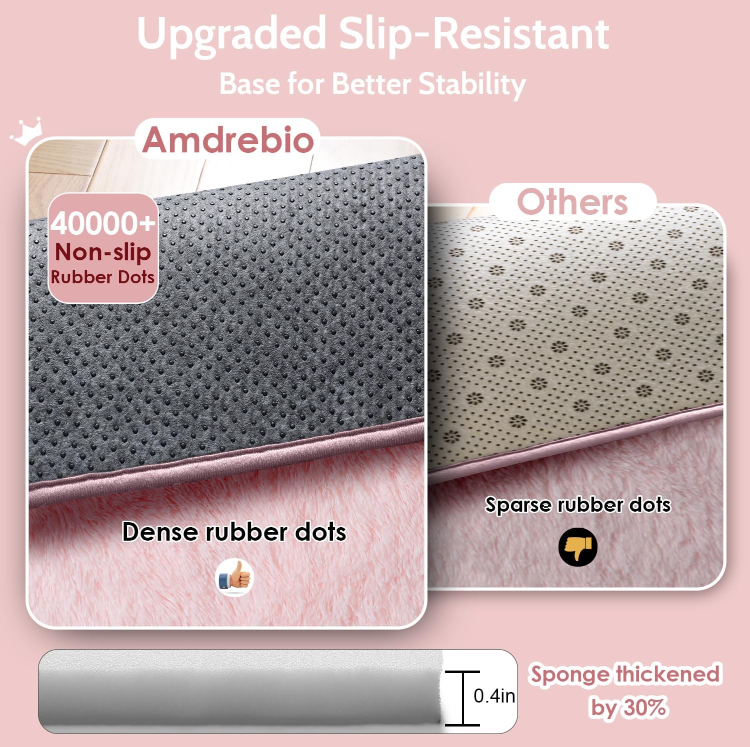 Thumbnail 6 de Amdrebio 4x6 Pink Rug, Plush High-Pile Polyester Area Rug