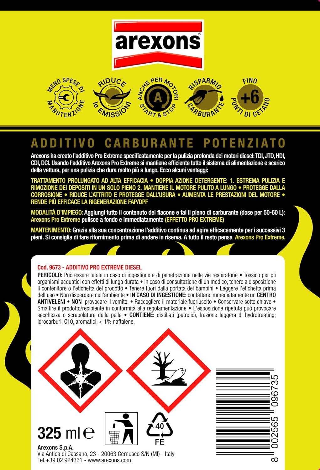 Detalle 2 de Arexons Additivo PRO Extreme Diesel 325 ml – Efficienza e protezione per motori diesel