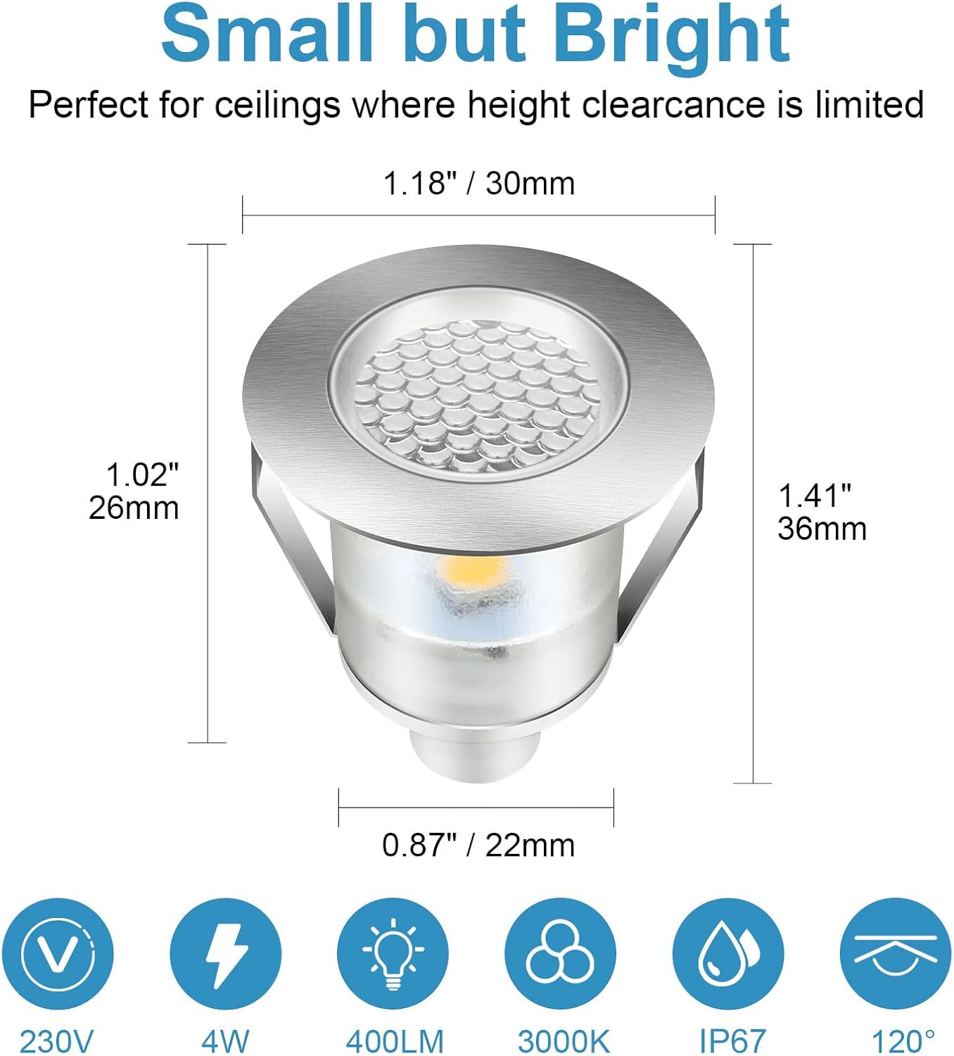 Thumbnail 2 de Bigzom infällda LED-spotlights för utomhusbruk, 10-pack, varmvit IP67