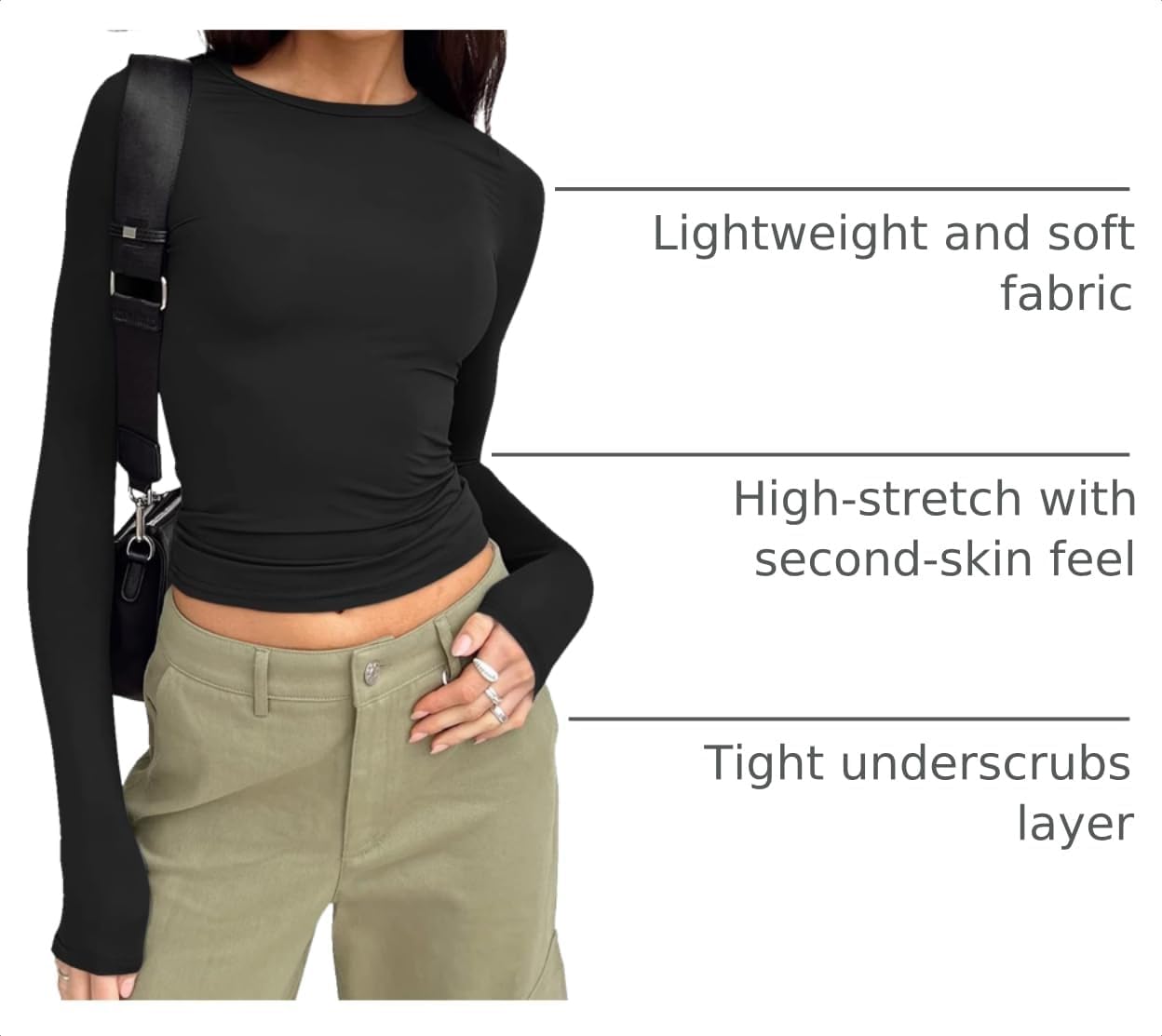 Detalle 2 de Trendy Queen Womens Long Sleeve Crop Top