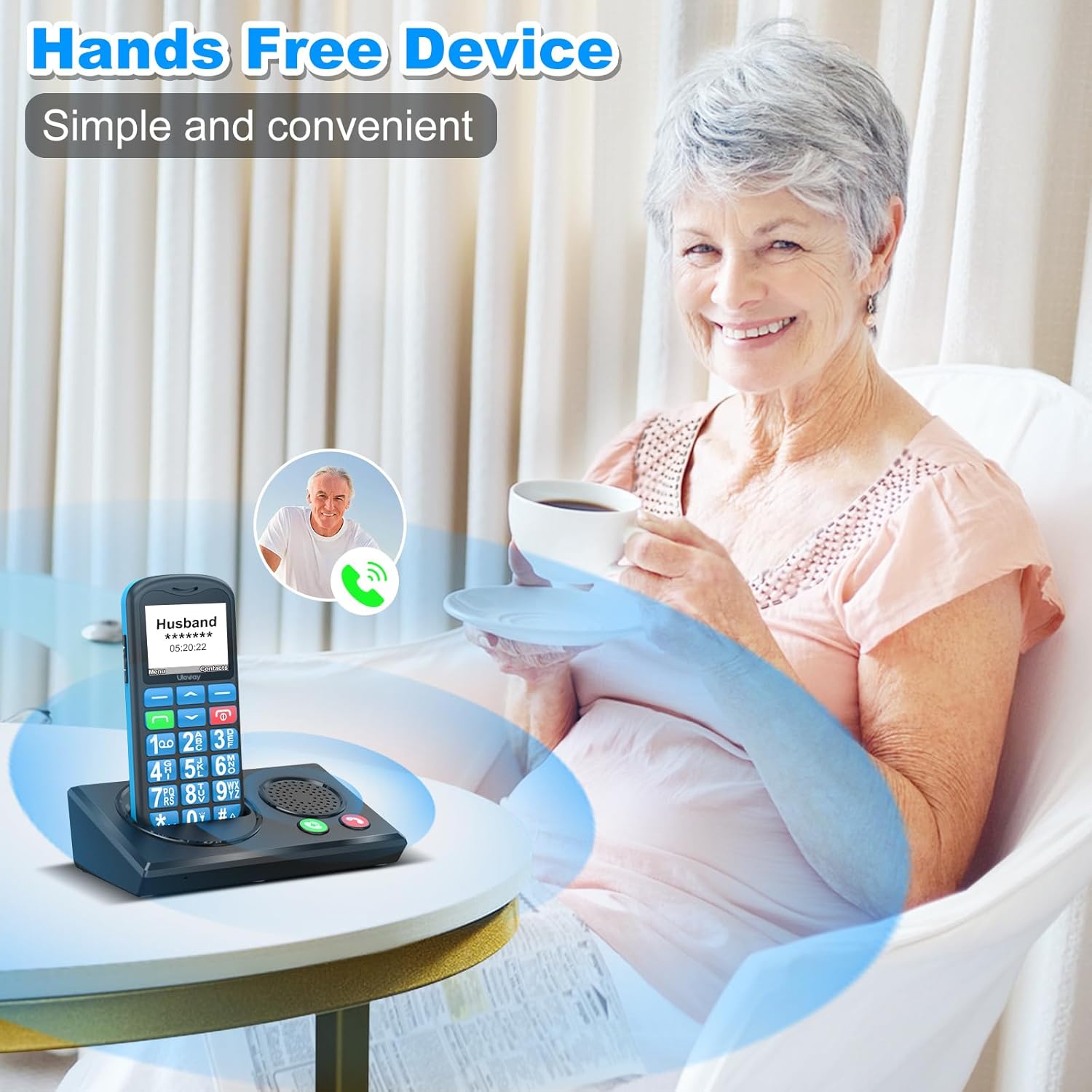 Detalle de CHAKEYAKE 4G Big Button Senior Phone with Bluetooth Dock – SOS Button, Loud Speaker, 1.77" Colour Display