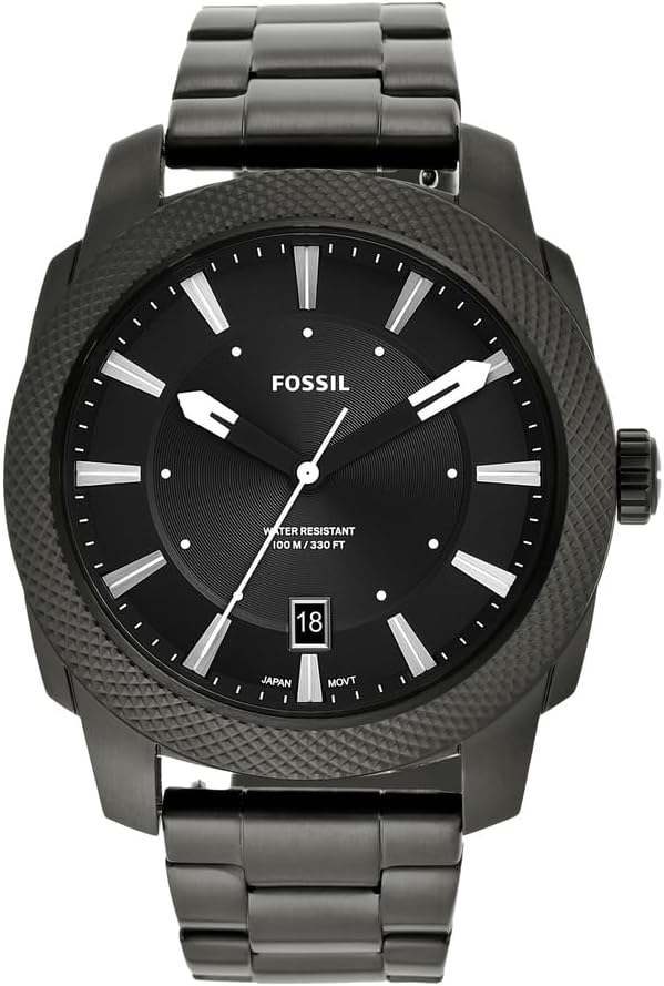 Detalle de Fossil Machine Herrenarmbanduhr: 3-Zeiger-Quarz mit Datumsanzeige, 100 m wasserdicht