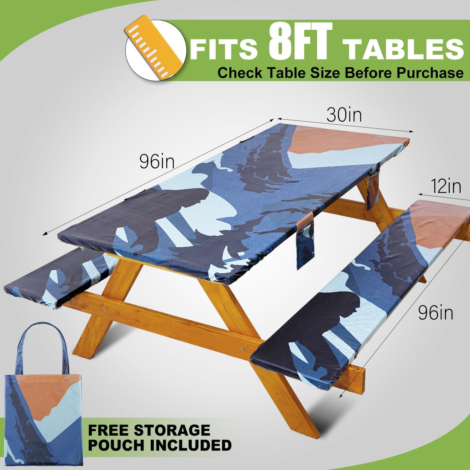 Thumbnail 1 de Fitted Picnic Table Cover with Bench Covers - 8 ft Waterproof Patio Set (3-Piece)