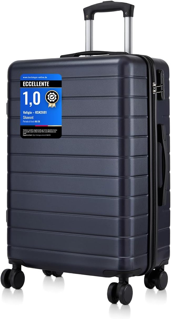 Detalle de Shavont Bagaglio da Stiva Media – Valigia da Viaggio rigida ABS+PC con 4 ruote spinner e lucchetto