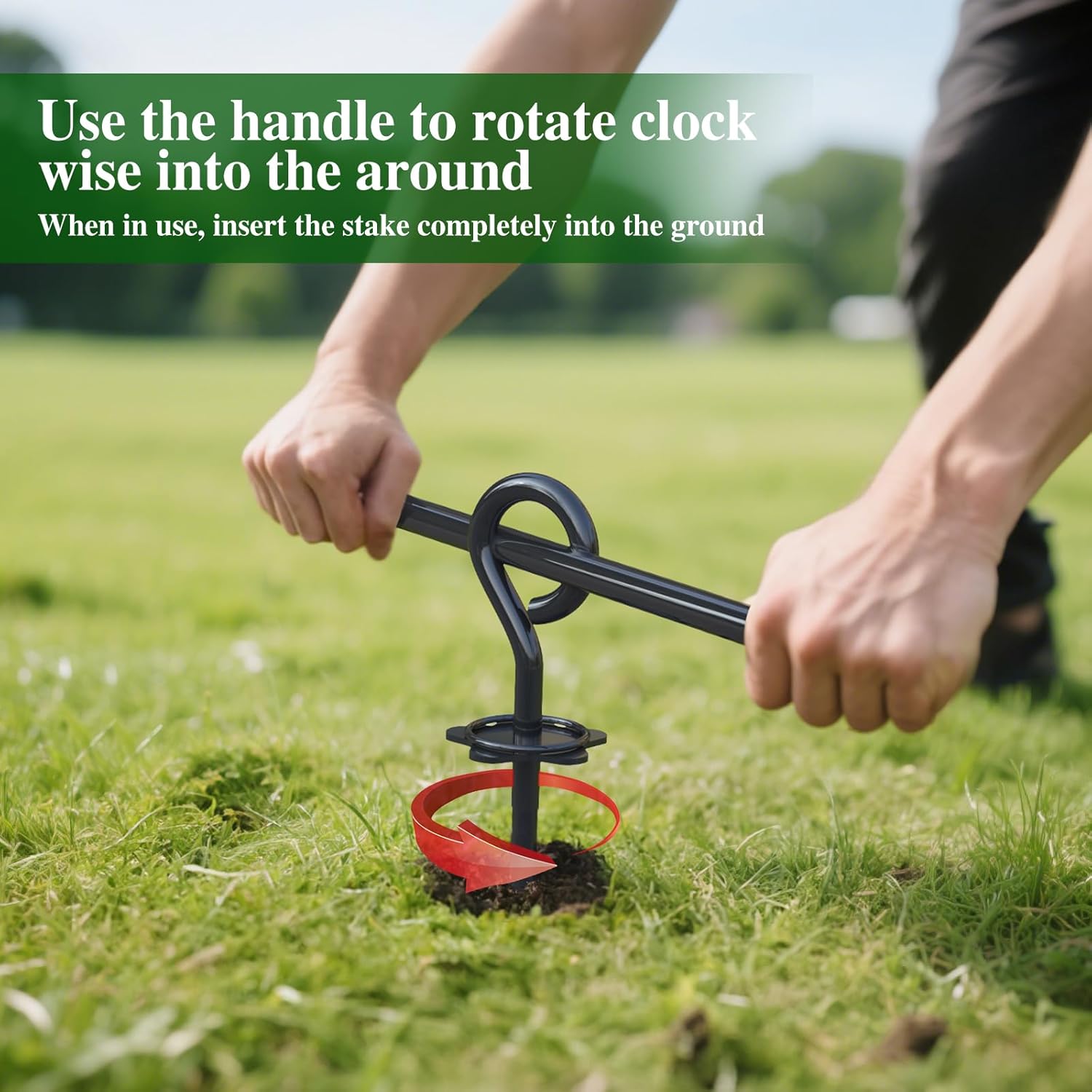 Detalle 2 de Chuiendi Dog Tie Out Stake (40cm) with 360° Swivel for up to 50kg dogs