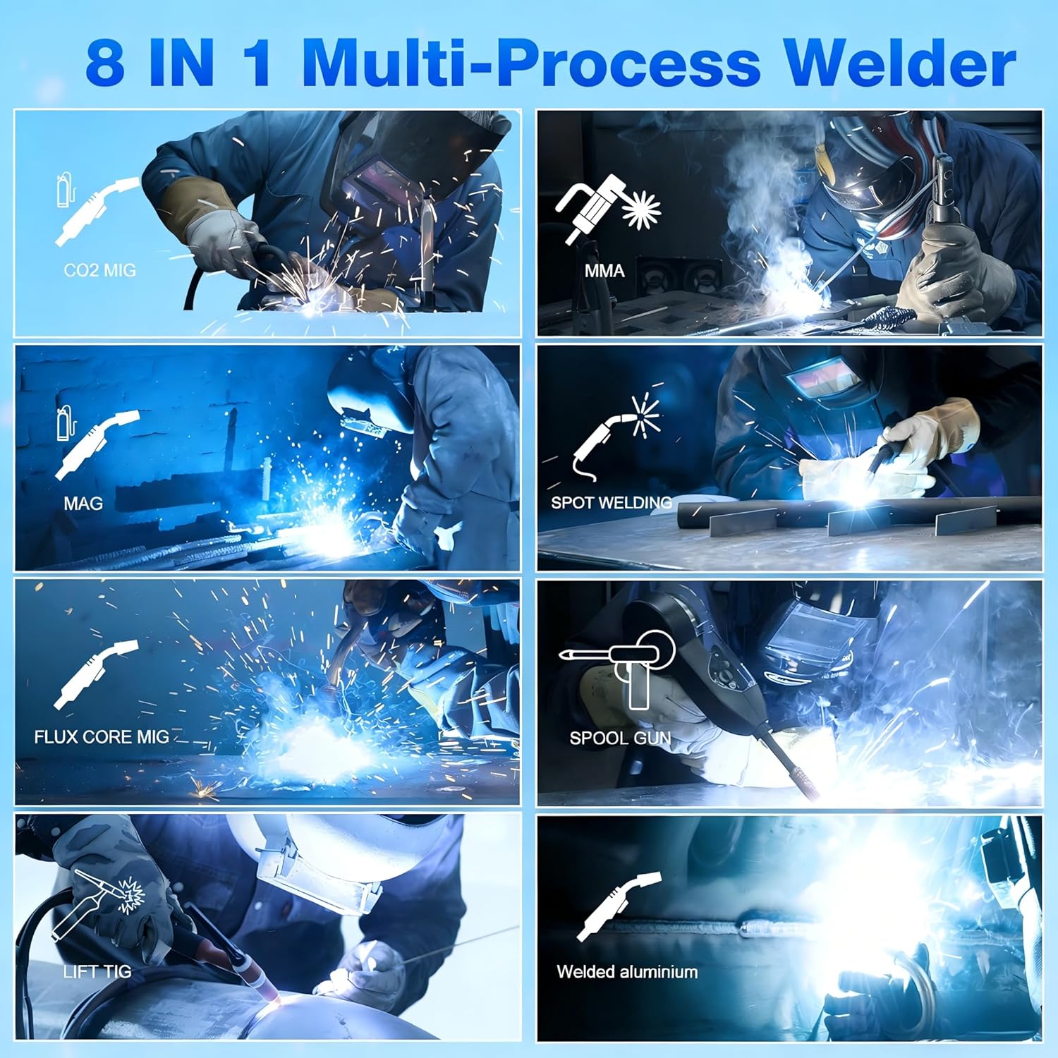 Thumbnail 1 de Reboot RBM205PRO – poste de soudage multifonction 8 en 1 205 A MIG/MAG, fil fourré, MMA et Lift-TIG