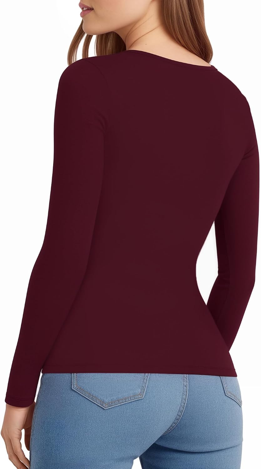 Detalle 2 de ALGALAROUND Women's Long Sleeve V-Neck Top — Slim Fit Casual to Dressy Layer