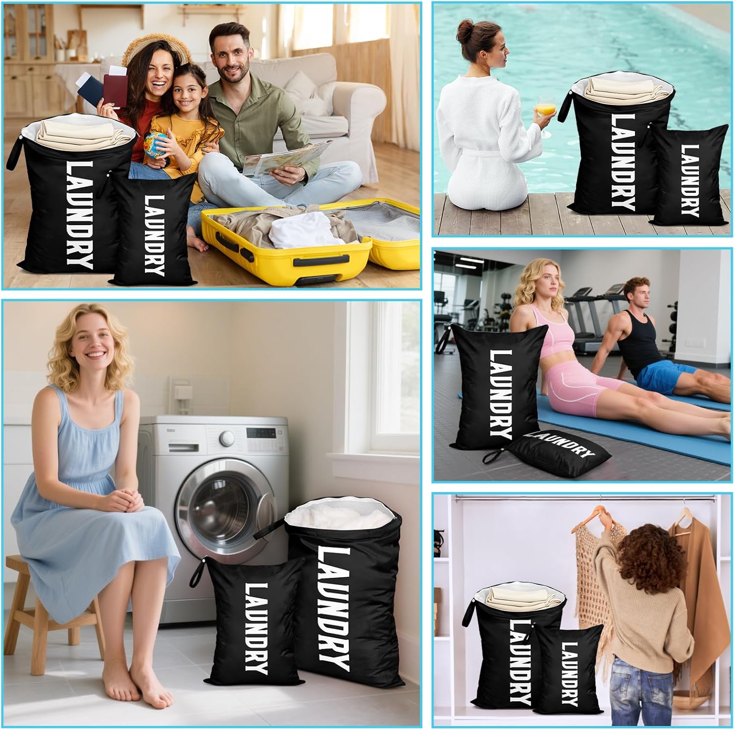 Thumbnail 5 de Nidoul 2 Pack Travel Laundry Bag: Waterproof Wet/Dry organiser with handles