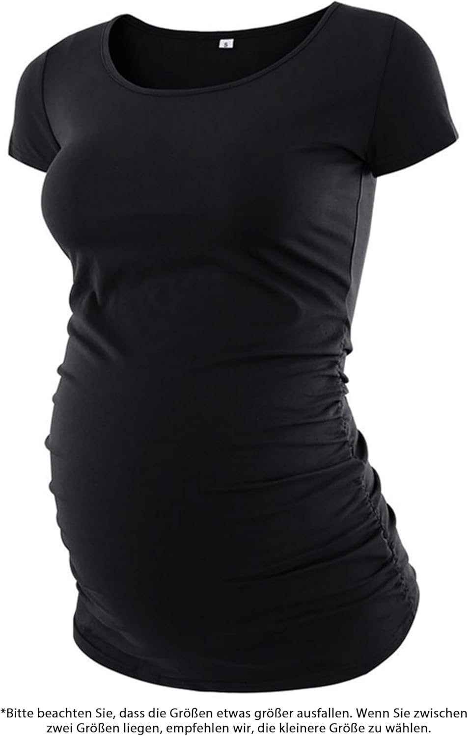 Detalle de Love2Mi 3er Pack Damen Umstandsshirt Kurzarm – Seitliche Raffung für wachsenden Babybauch