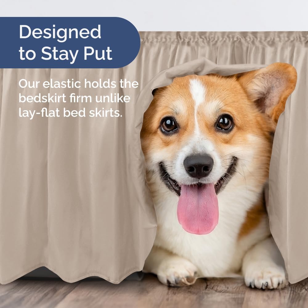 Thumbnail 6 de Wrap Around Dust Ruffle Bed Skirt (Wheat) for King Size Beds with 15 Inch Drop