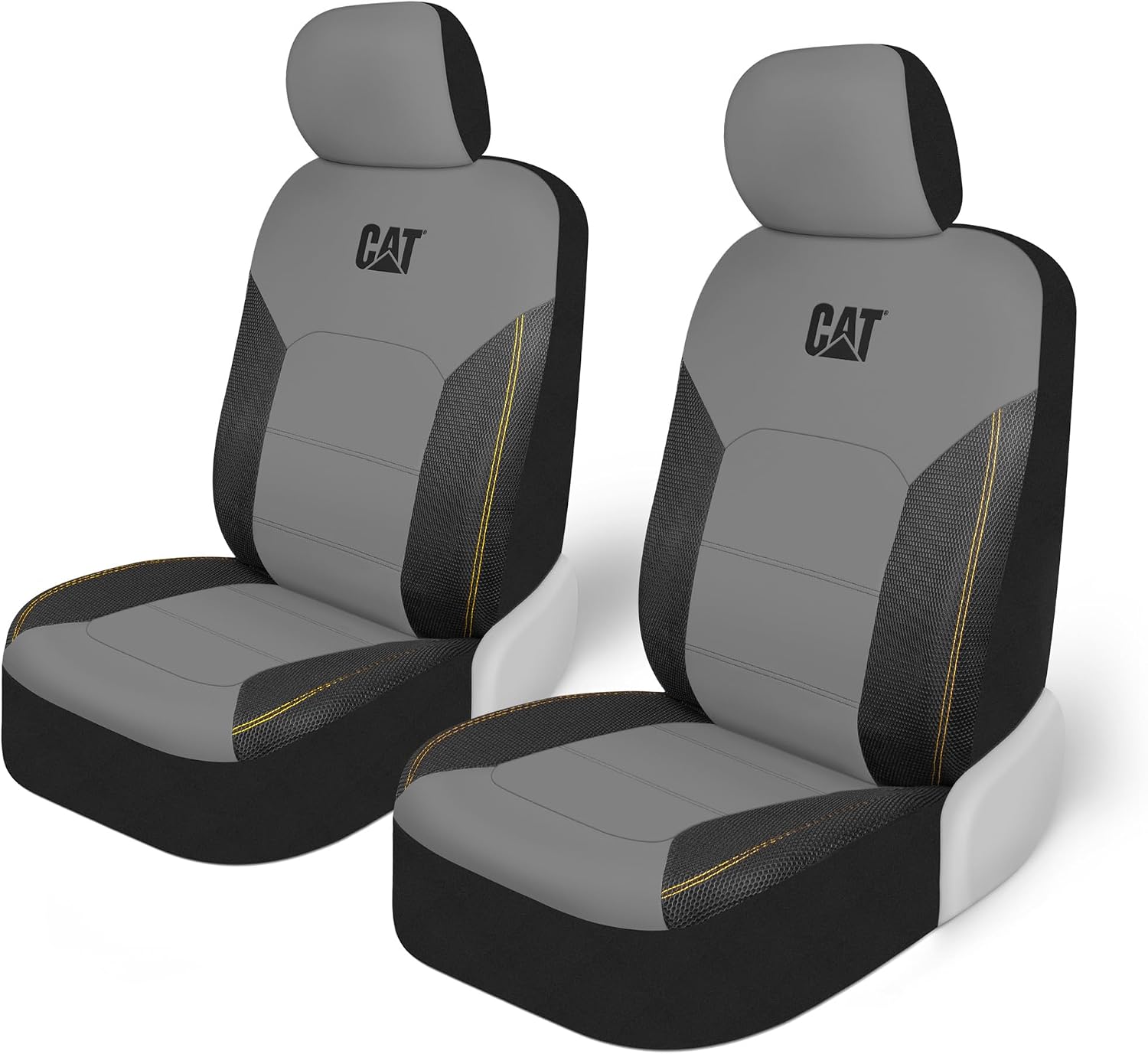 Detalle de Cat FlexHybrid Car Seat Covers (Gray) — PU Leather + 3D Mesh for Front Seats Only