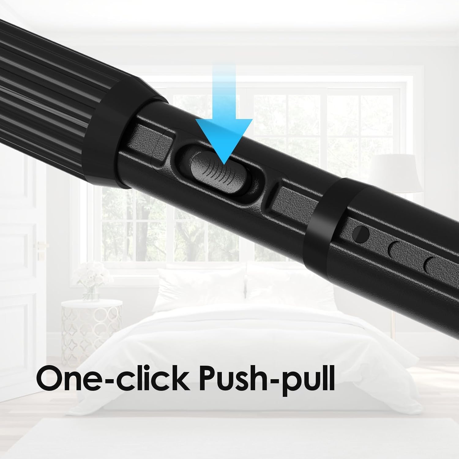 Detalle de ZipGlo Adjustable Tension Curtain Rod, 41–146 in, Matte Black