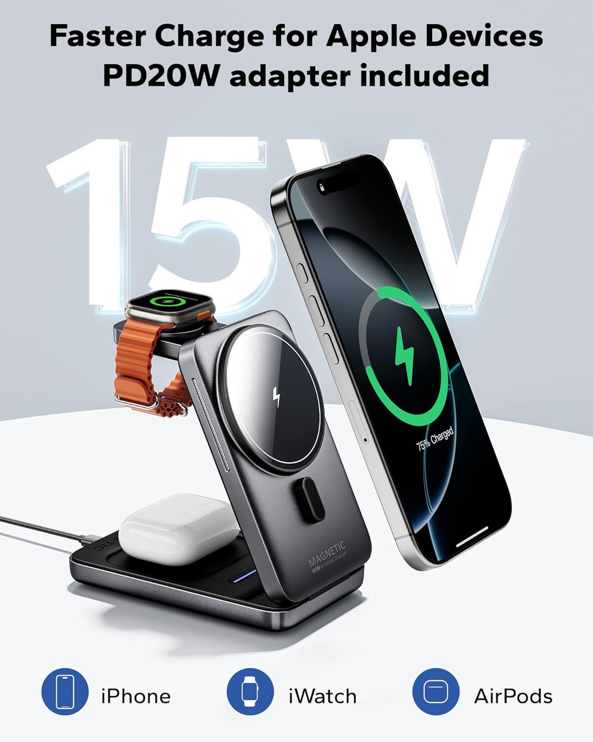 Thumbnail 1 de KPON Foldable 3in1 Charging Station for iPhone 17