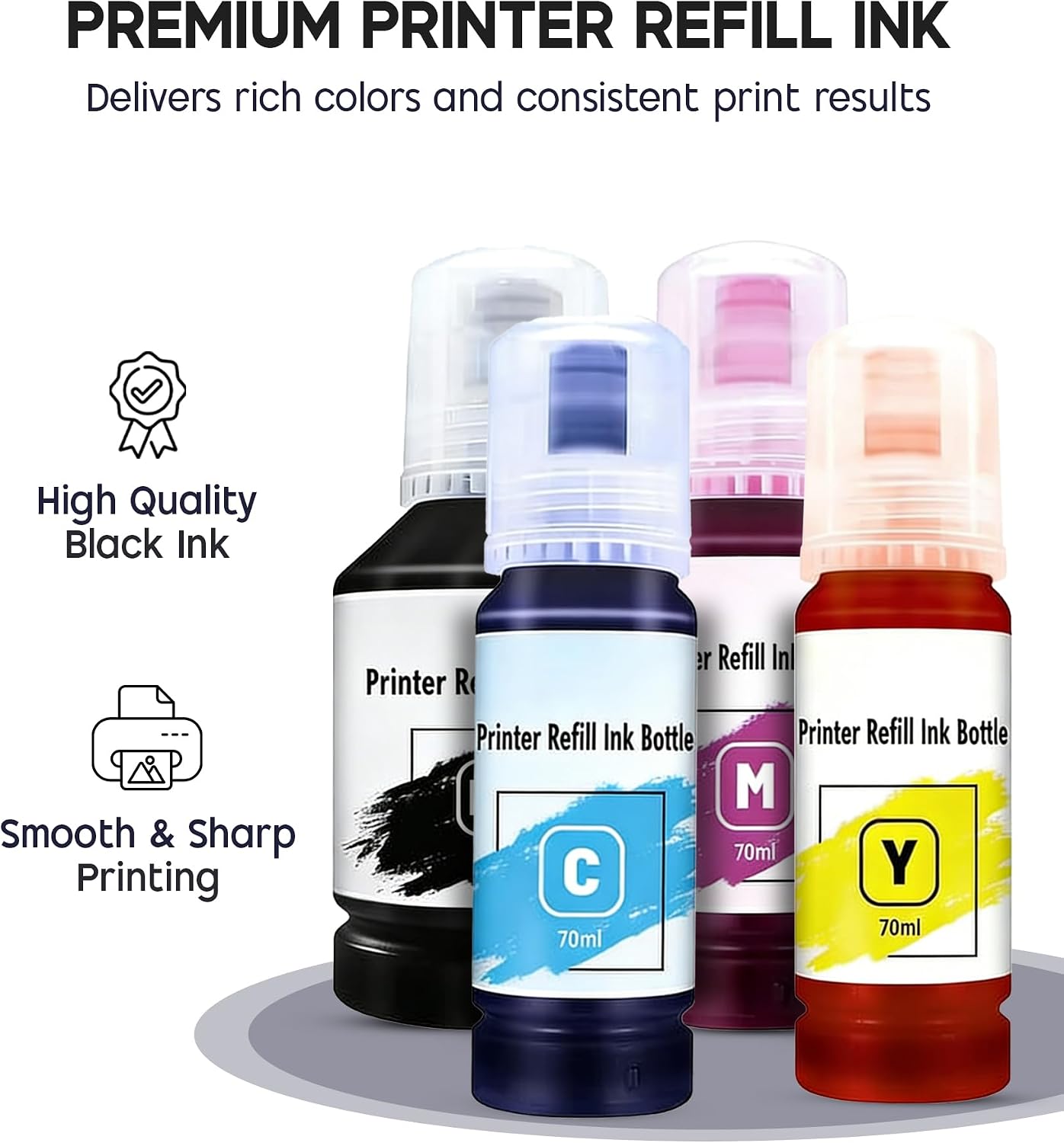 Thumbnail 1 de Multipack Printer Refill Ink: Universal Bulk Kit (4 Pack) for Refilling Ink Cartridges and CISS Systems — 140ml Black, 70ml Cyan/Magenta/Yellow Each